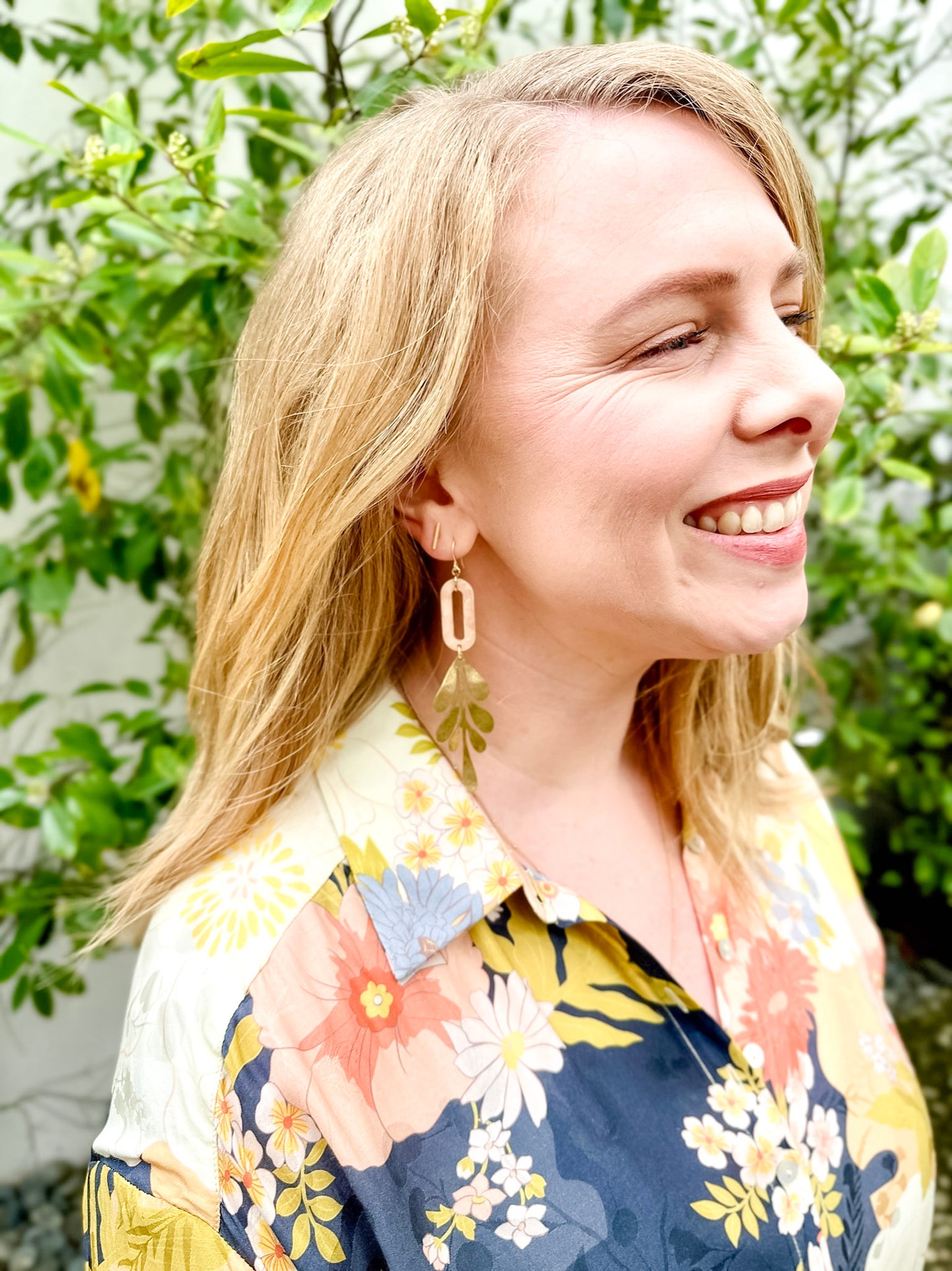 Pink Leaf Earrings