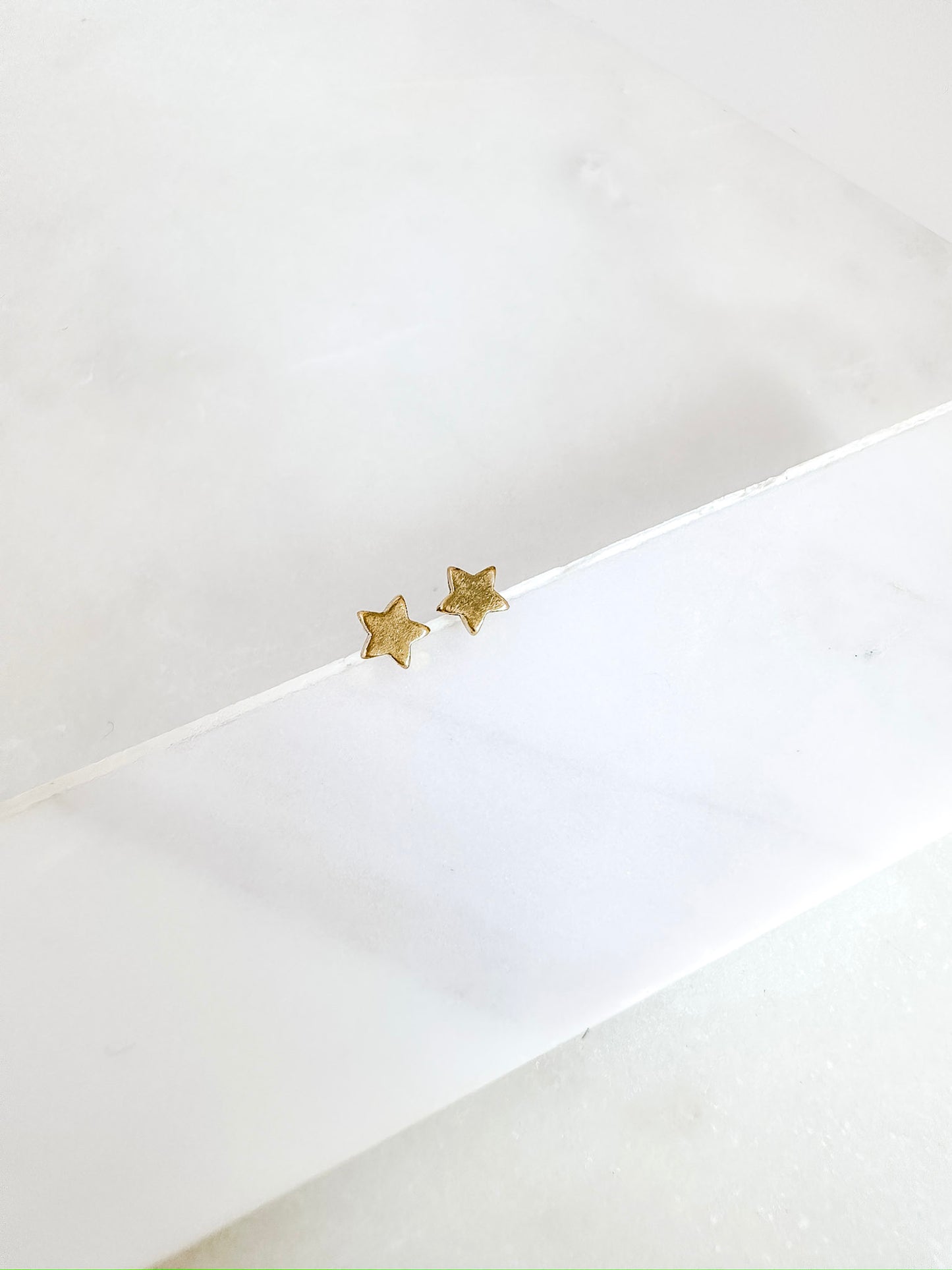 Dainty Raw Brass Star Stud Earrings
