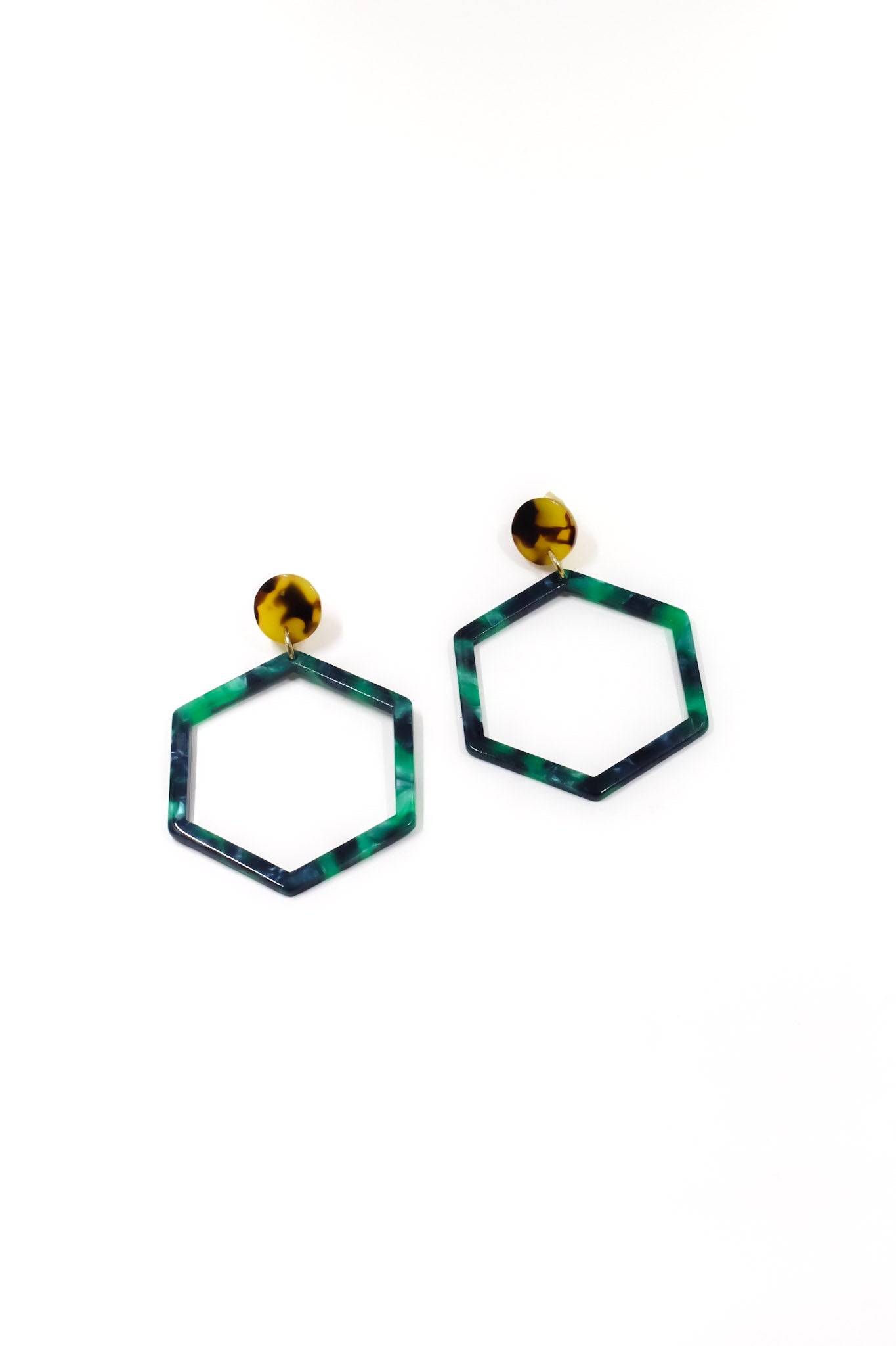 Green Hex Earrings