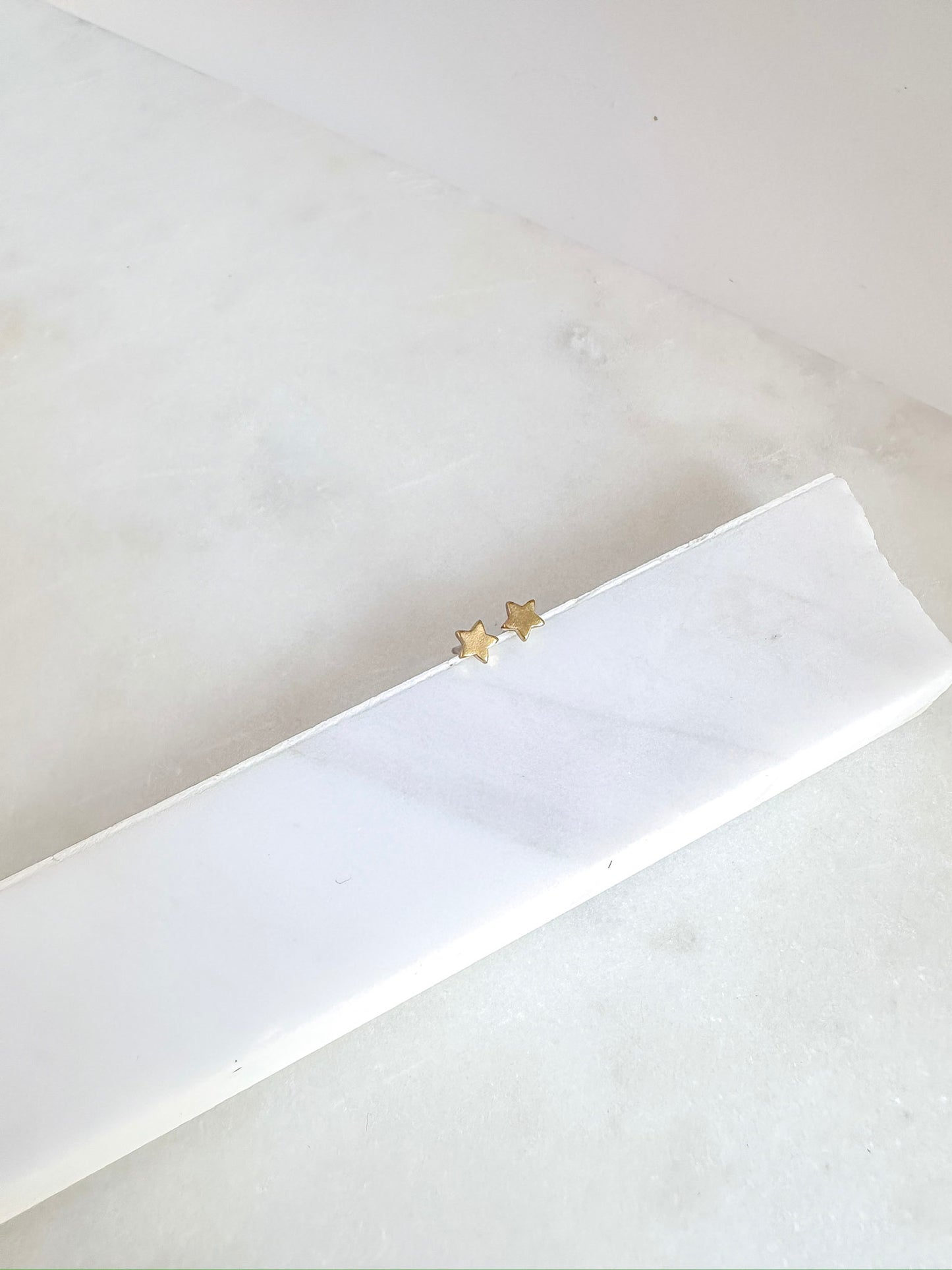 Dainty Raw Brass Star Stud Earrings