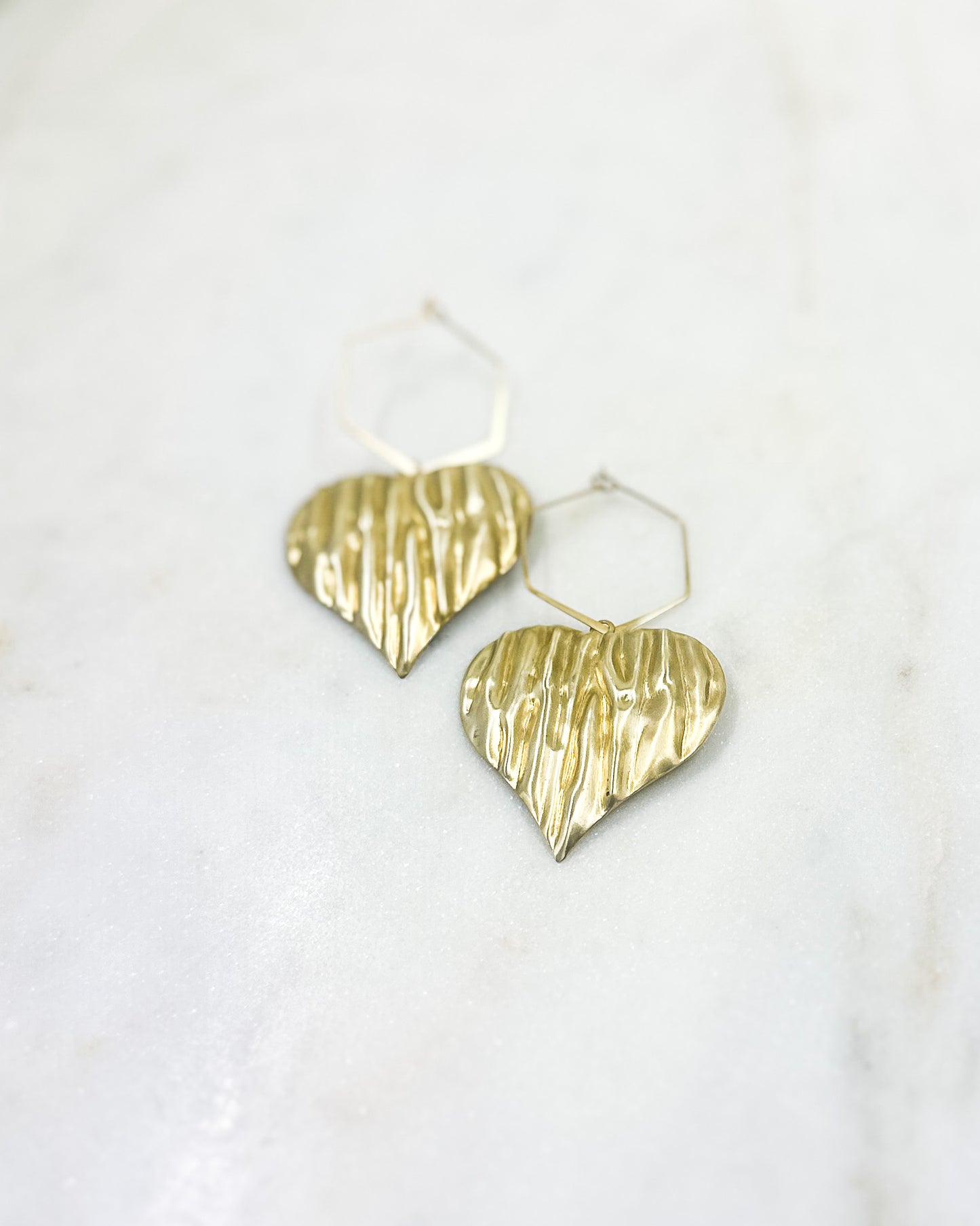 Brass Heart Hoops
