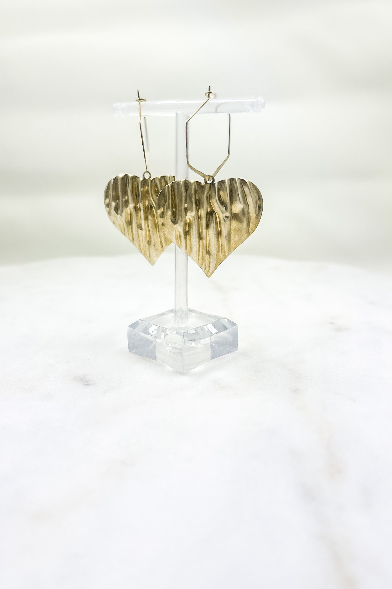 Brass Heart Hoops