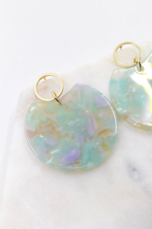 Circle Disc Earrings in Seascape Tortoise