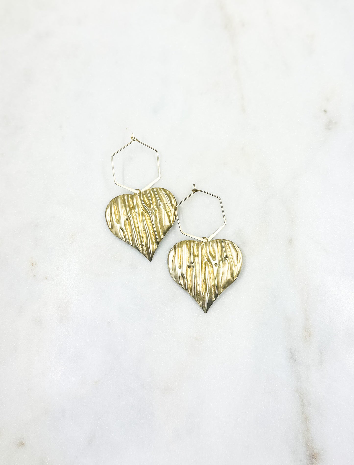 Brass Heart Hoops