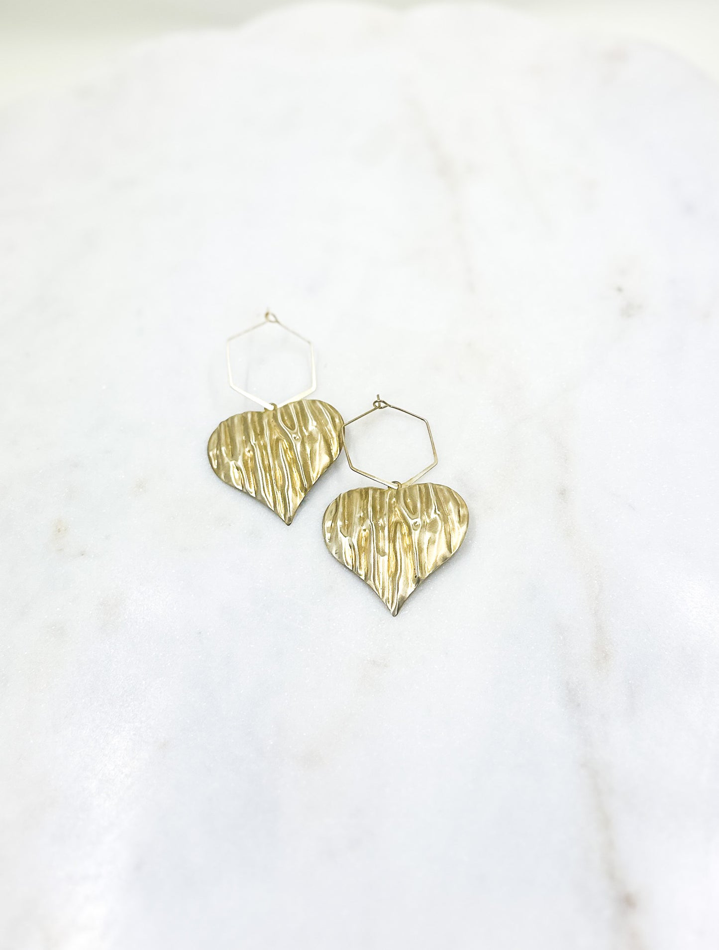 Brass Heart Hoops