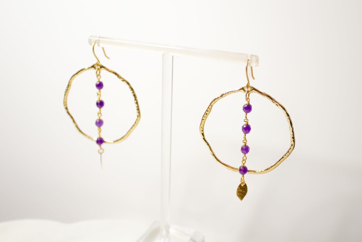 Amethyst Rosary Hoop Earrings