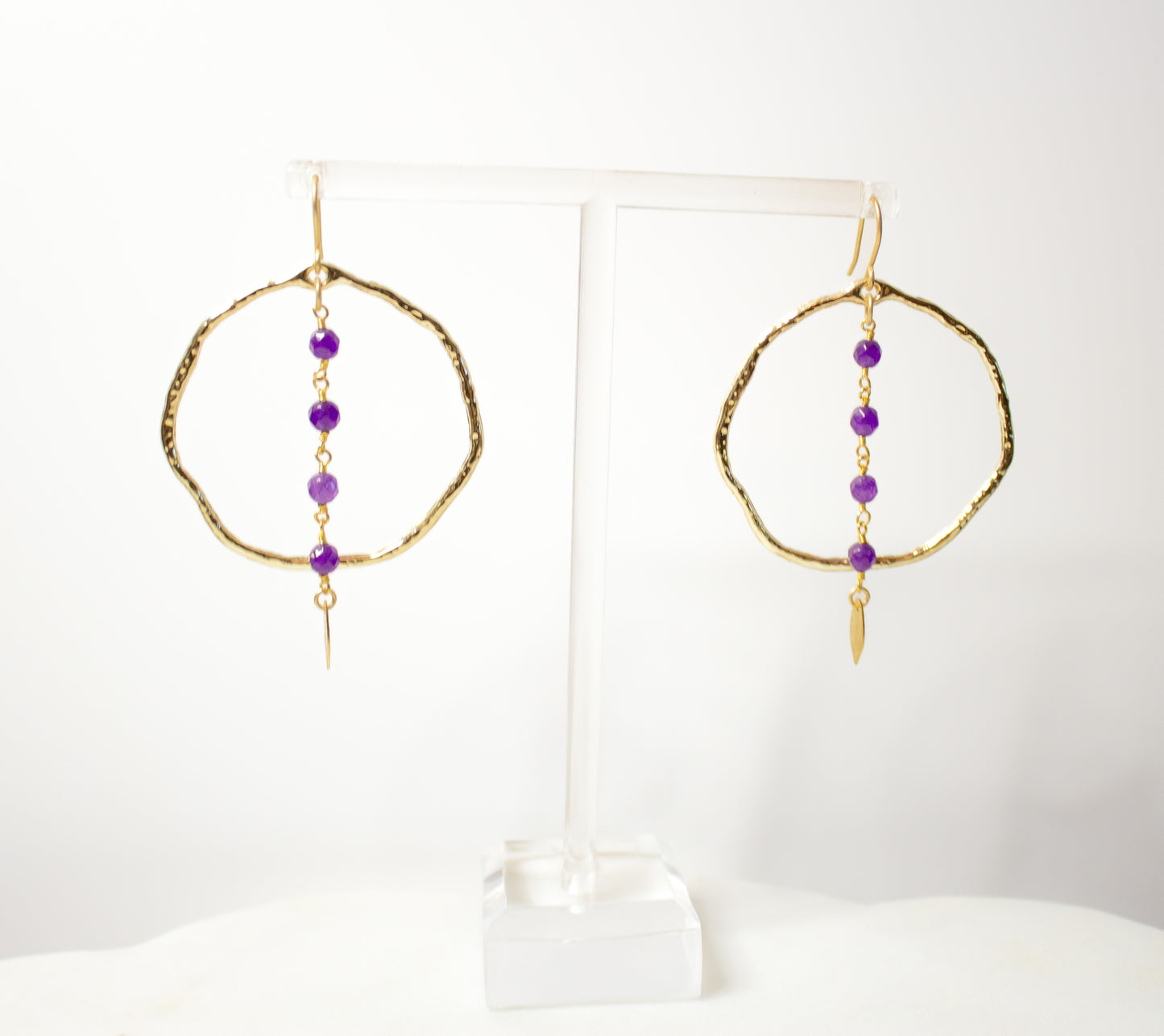 Amethyst Rosary Hoop Earrings