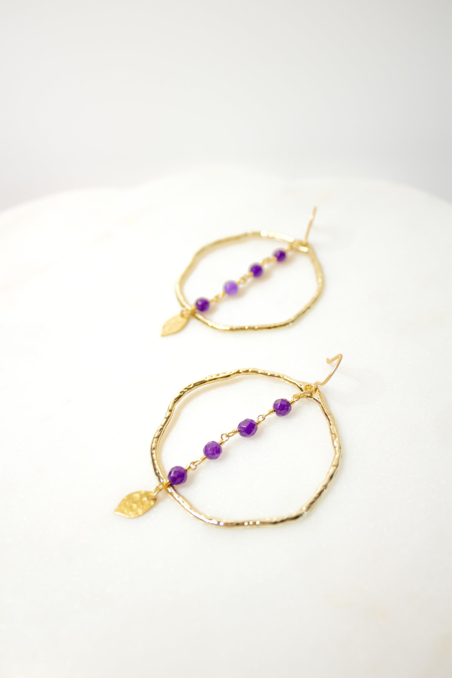 Amethyst Rosary Hoop Earrings