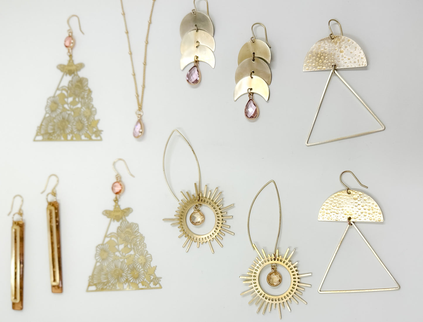 Hammered Open Triangle Statement Earrings