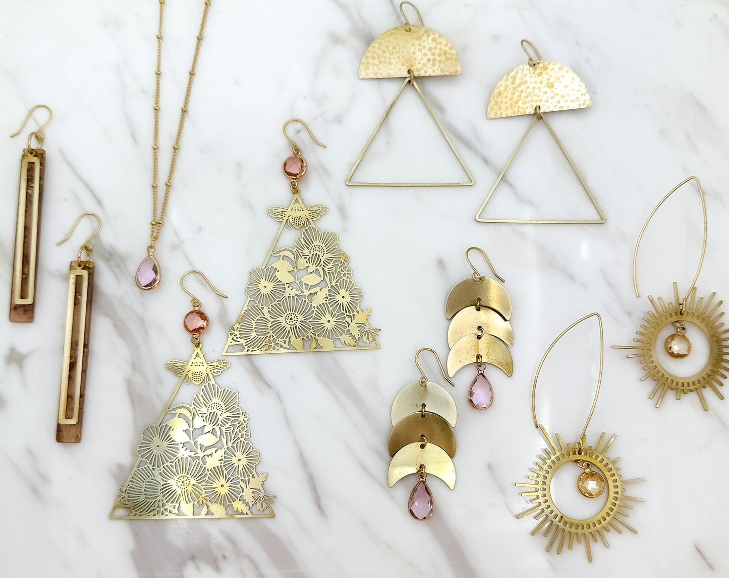 Hammered Open Triangle Statement Earrings