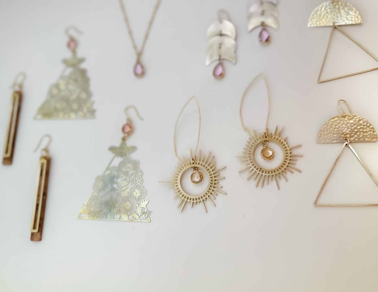Hammered Open Triangle Statement Earrings