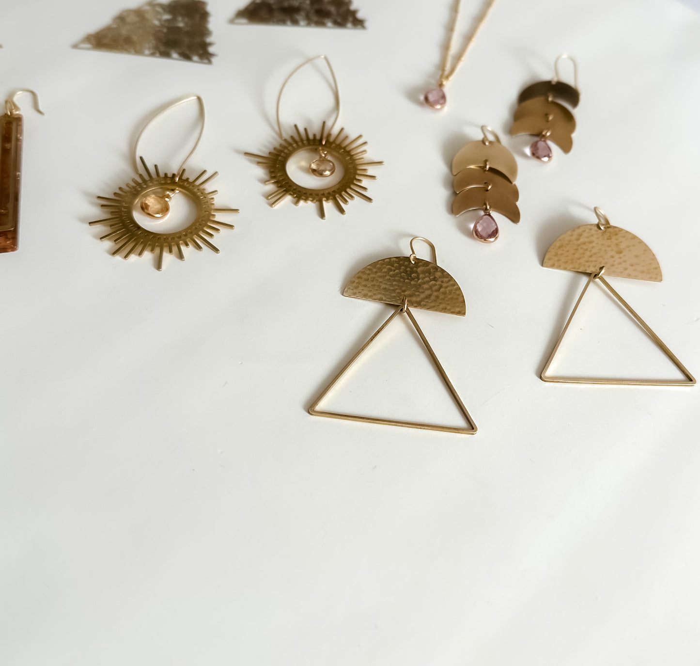 Hammered Open Triangle Statement Earrings
