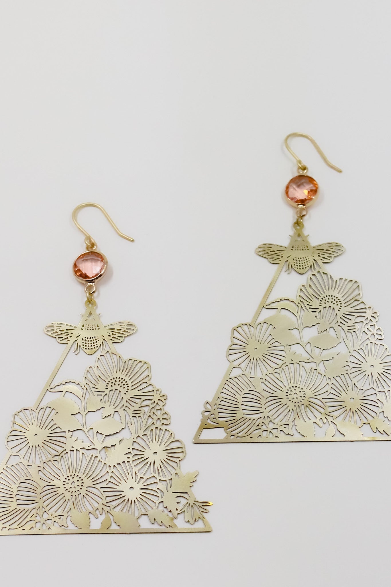 Bees in the Garden Peach Statement Earrings
