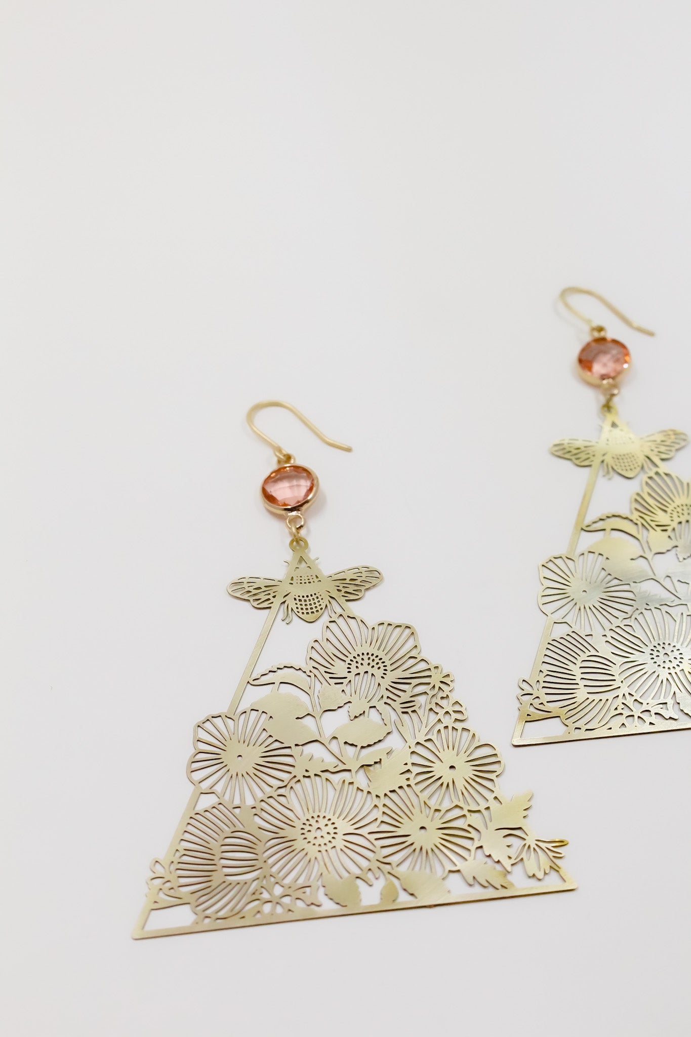Bees in the Garden Peach Statement Earrings