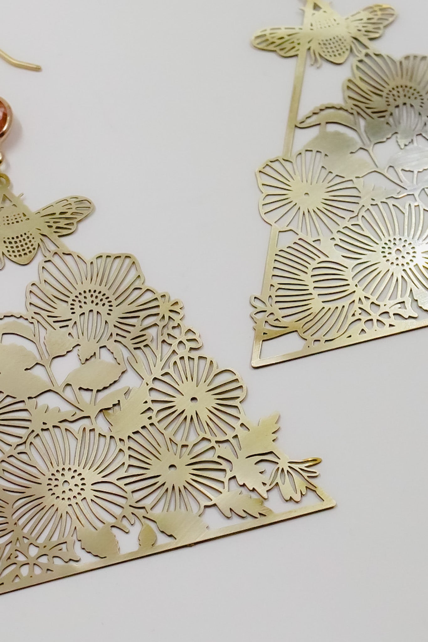 Bees in the Garden Peach Statement Earrings
