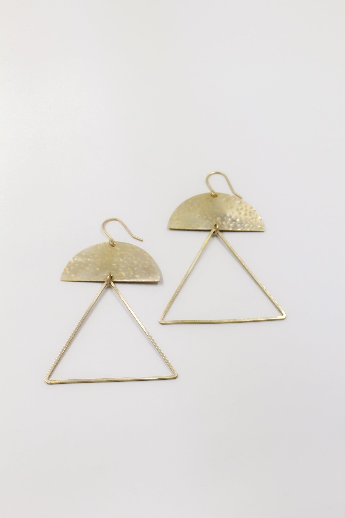 Hammered Open Triangle Statement Earrings