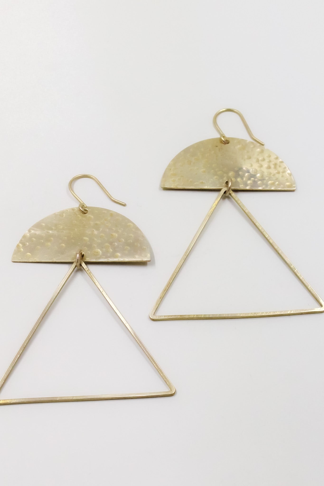 Hammered Open Triangle Statement Earrings