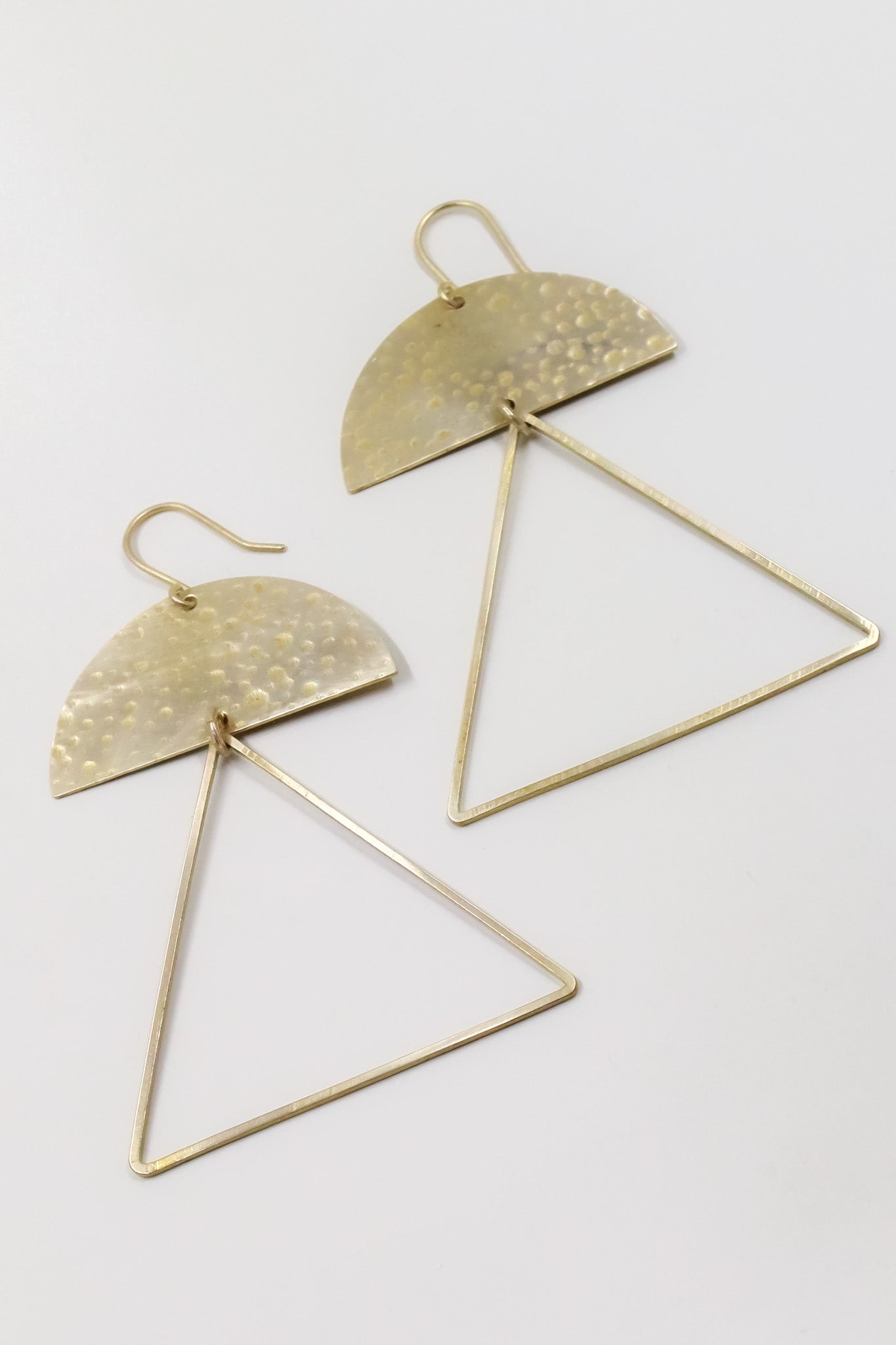 Hammered Open Triangle Statement Earrings
