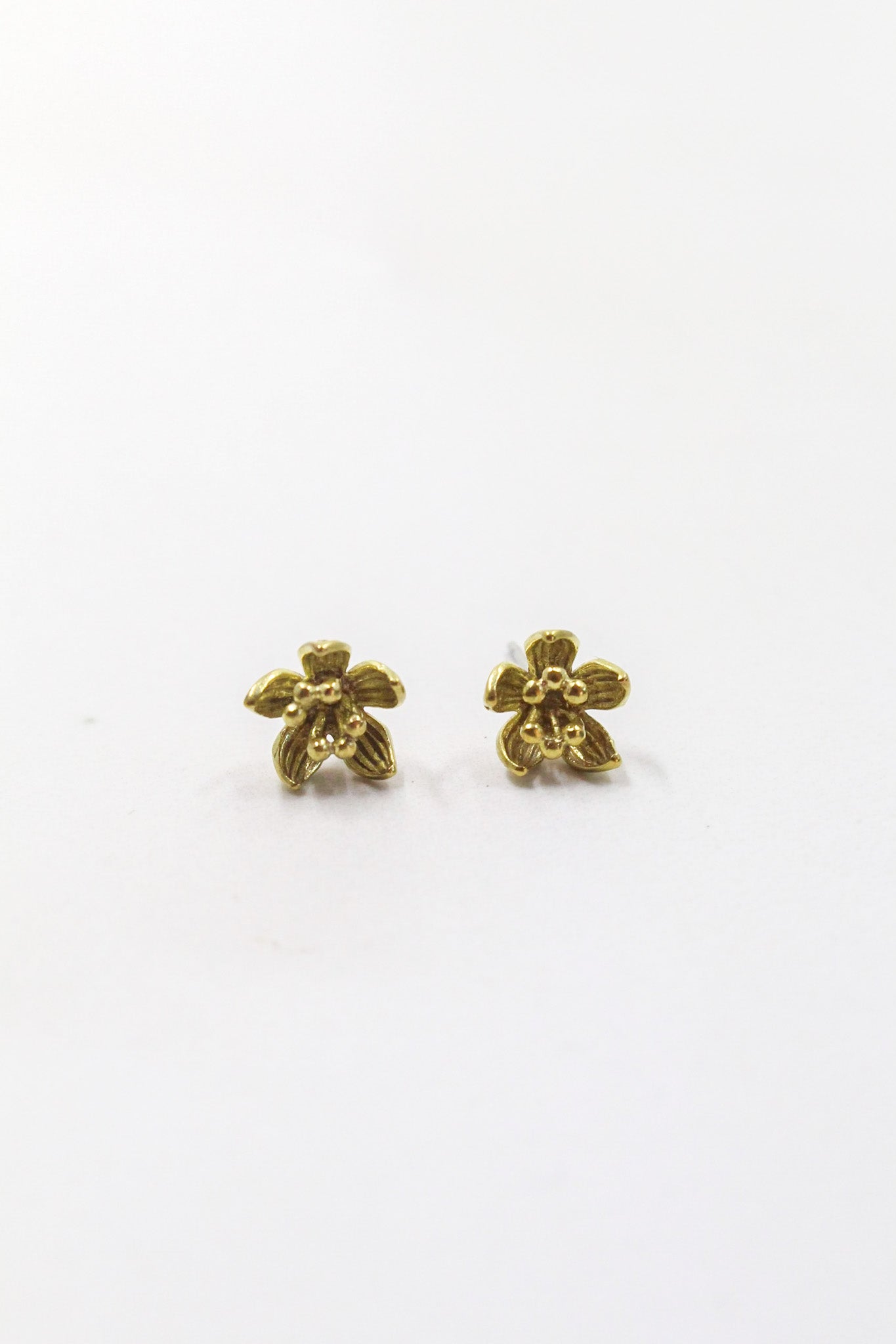 Brass Water Lily Stud Earrings