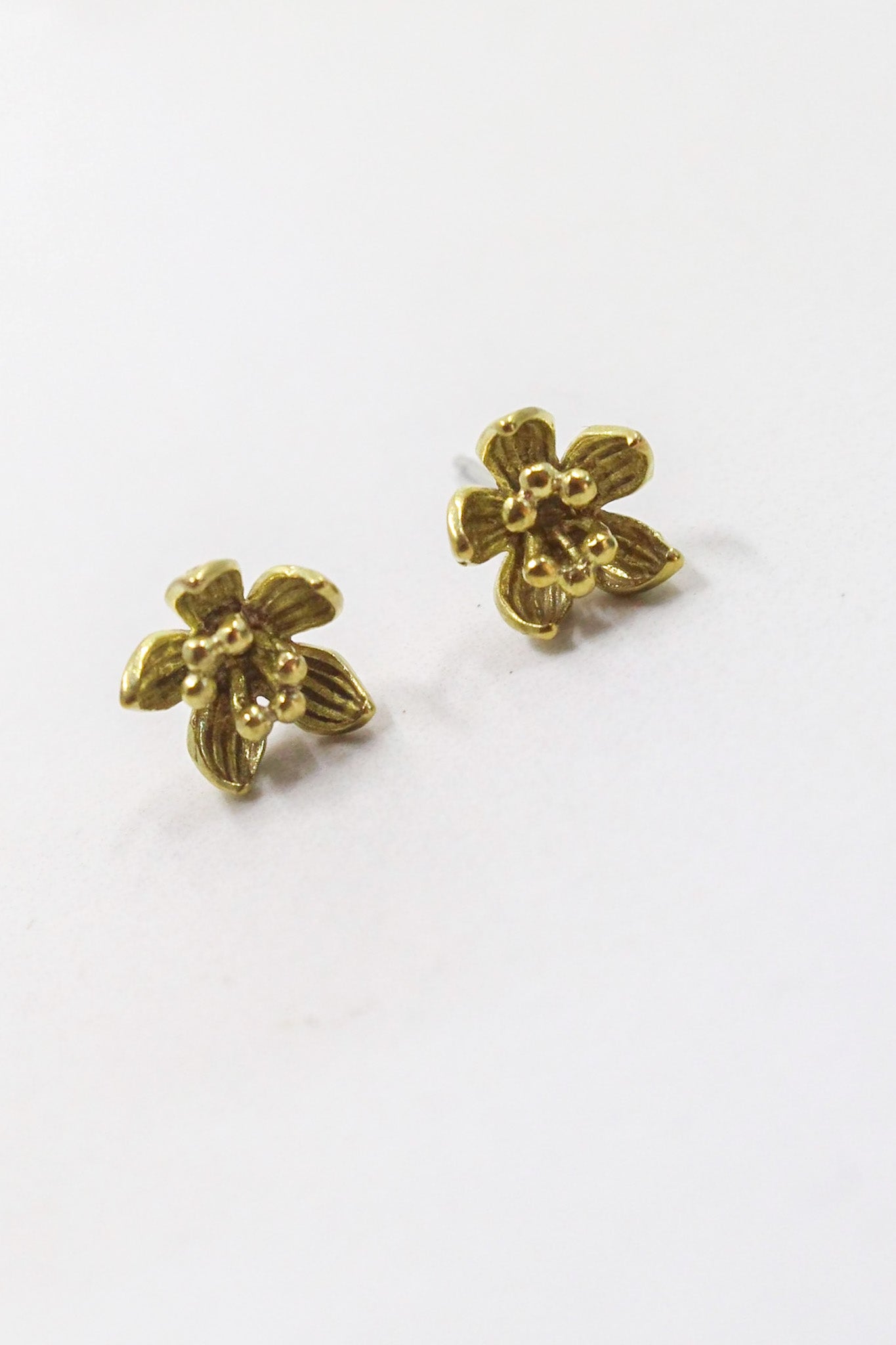 Brass Water Lily Stud Earrings