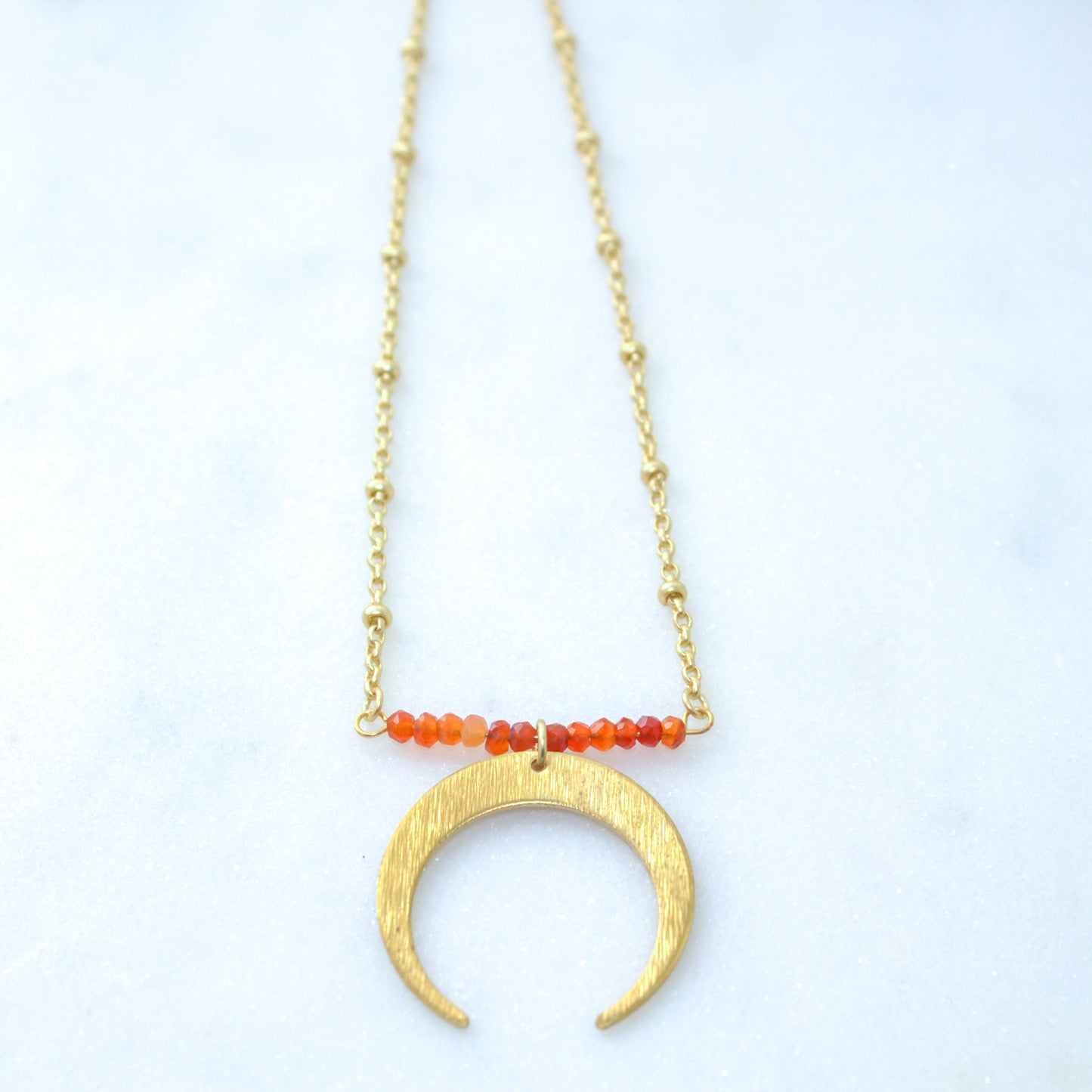 Shades of Citrine + Crescent Moon Necklace