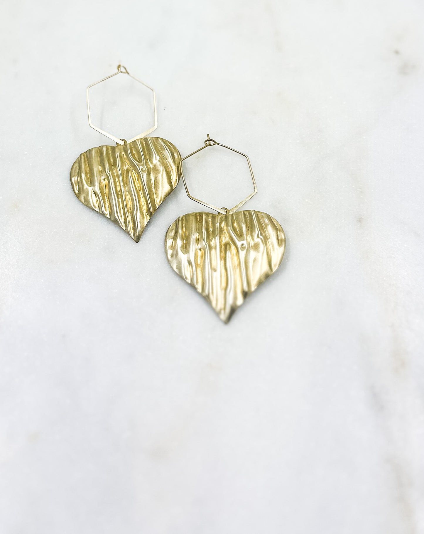 Brass Heart Hoops