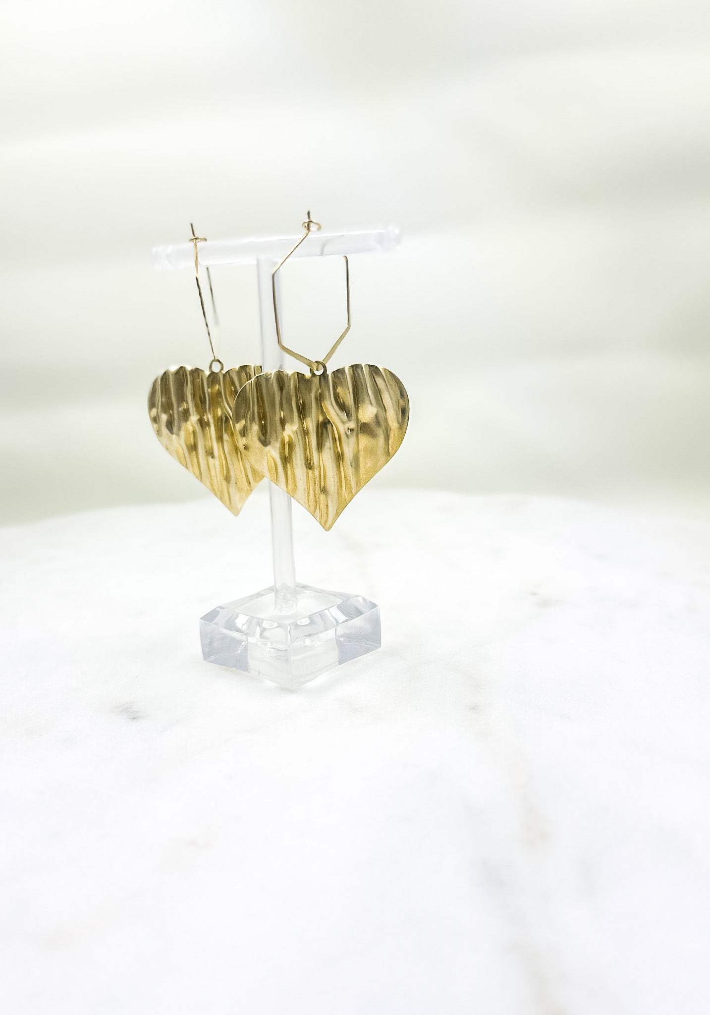 Brass Heart Hoops