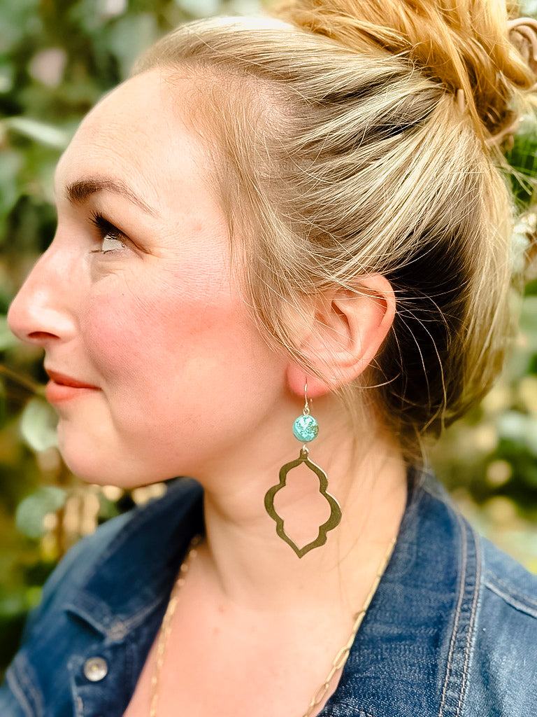 Turquoise and silver Moroccan Style earrings