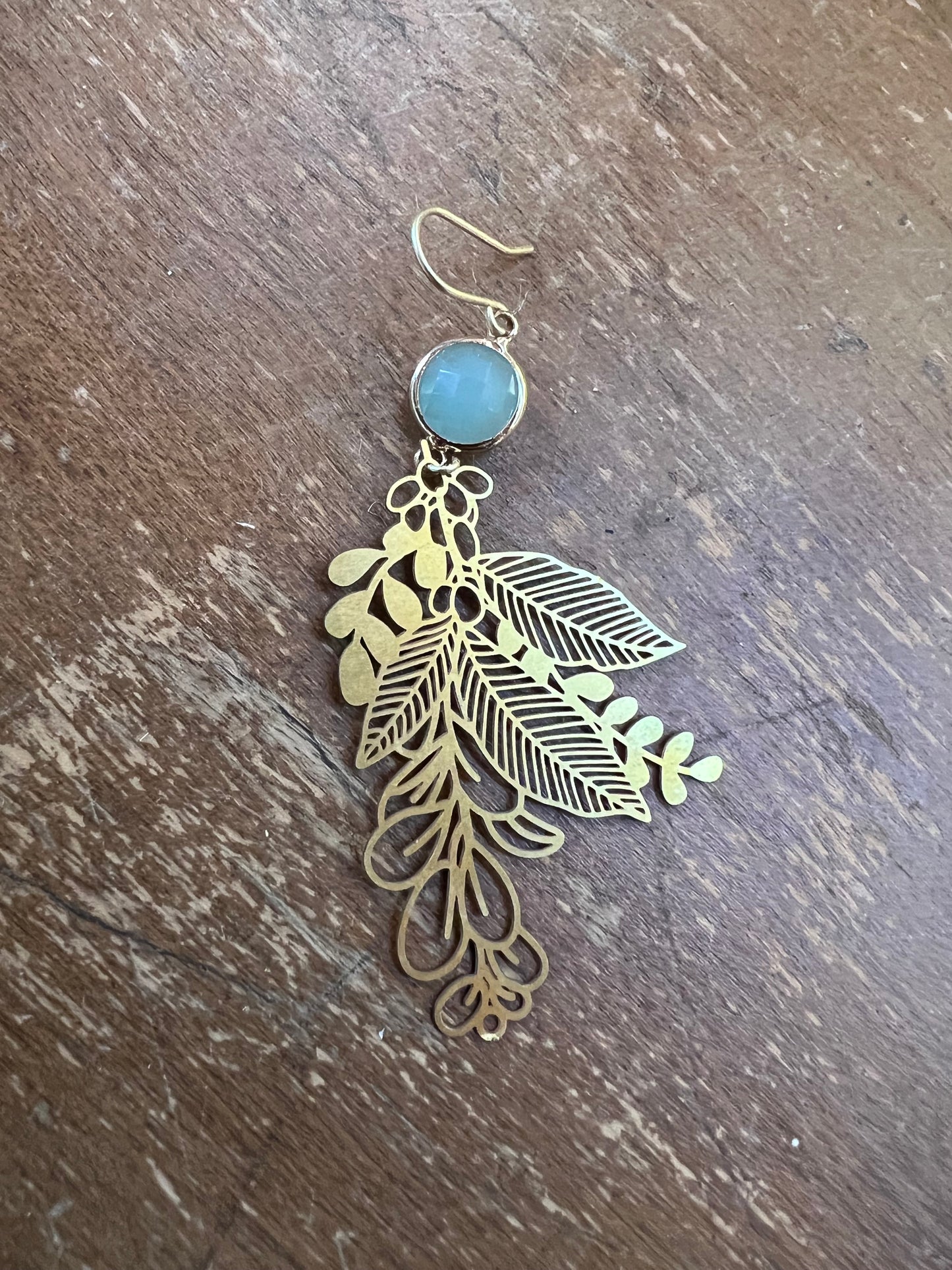 Pale Green Floral branch earrings
