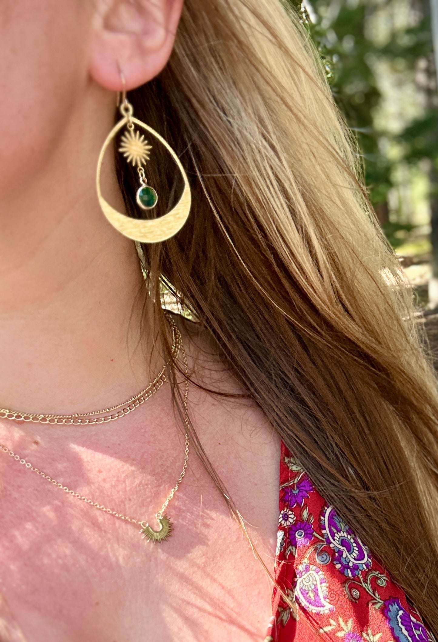 Sea Green Sun Hoops