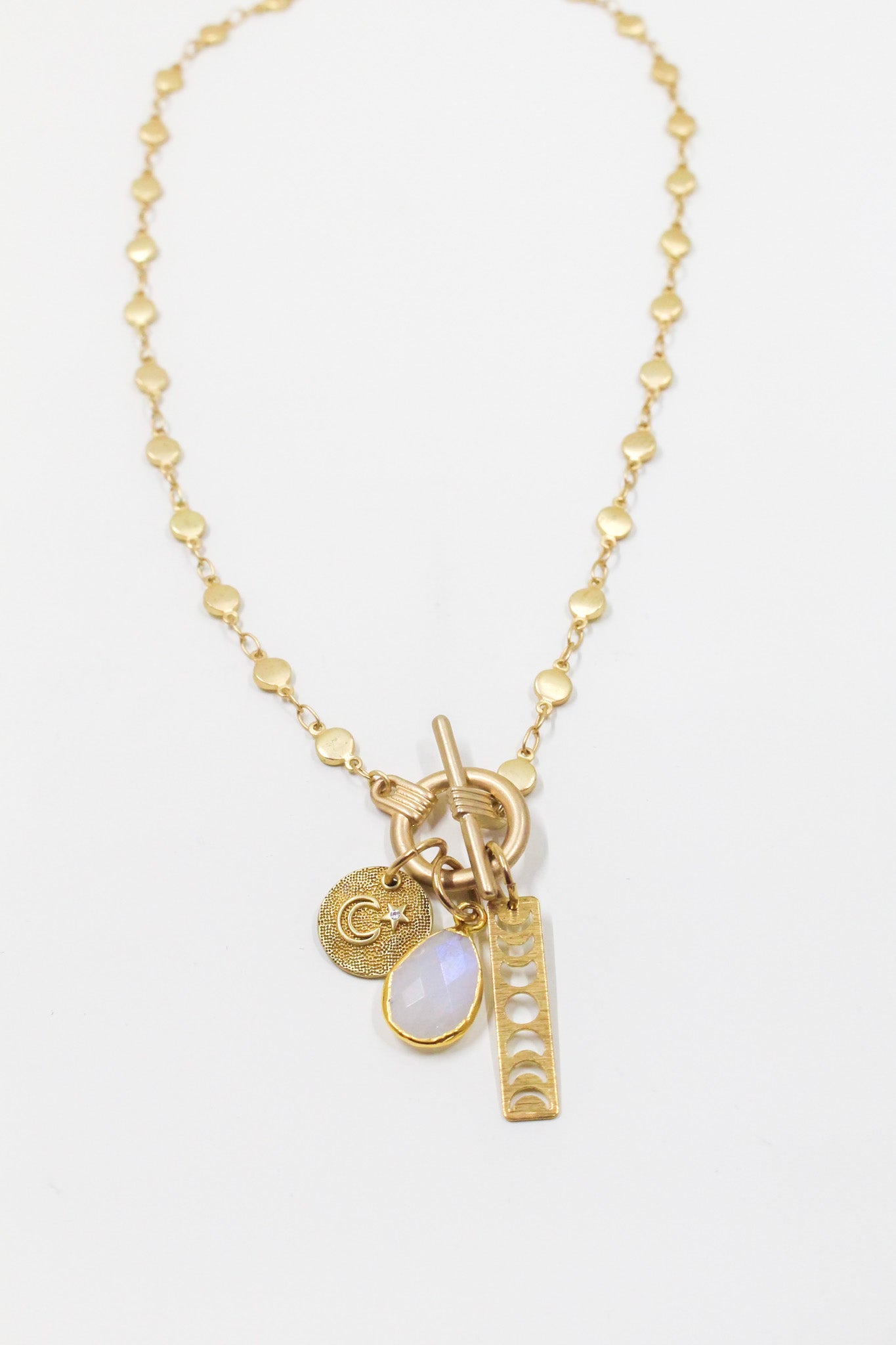 Celestial Charm Statement Necklace with Moonstone