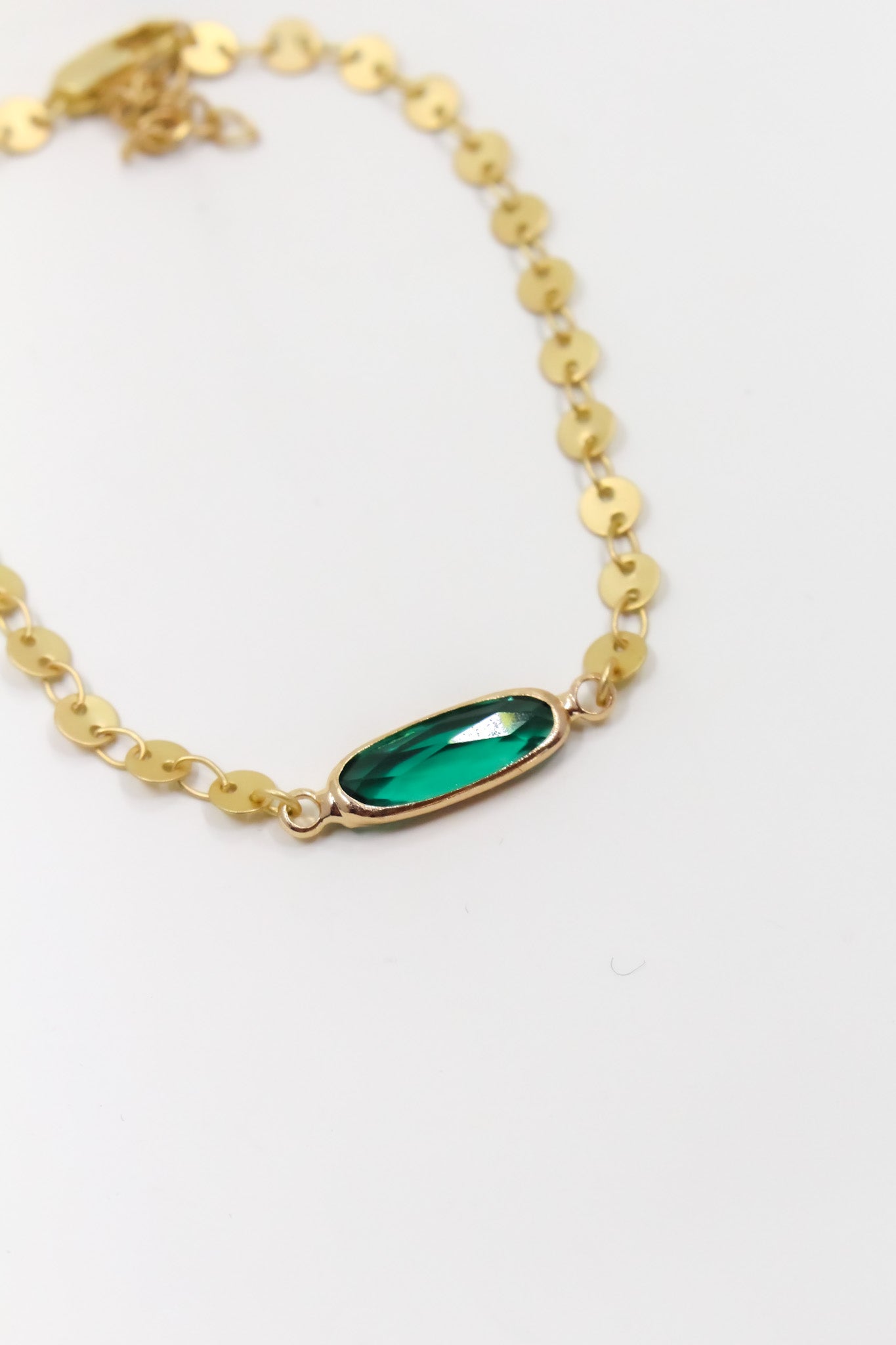 Oval Sea Green Bracelet with Coin Chain