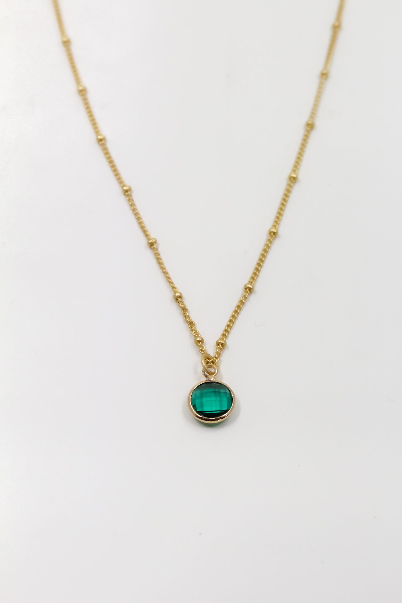 Round Faceted Sea Green Glass Pendant