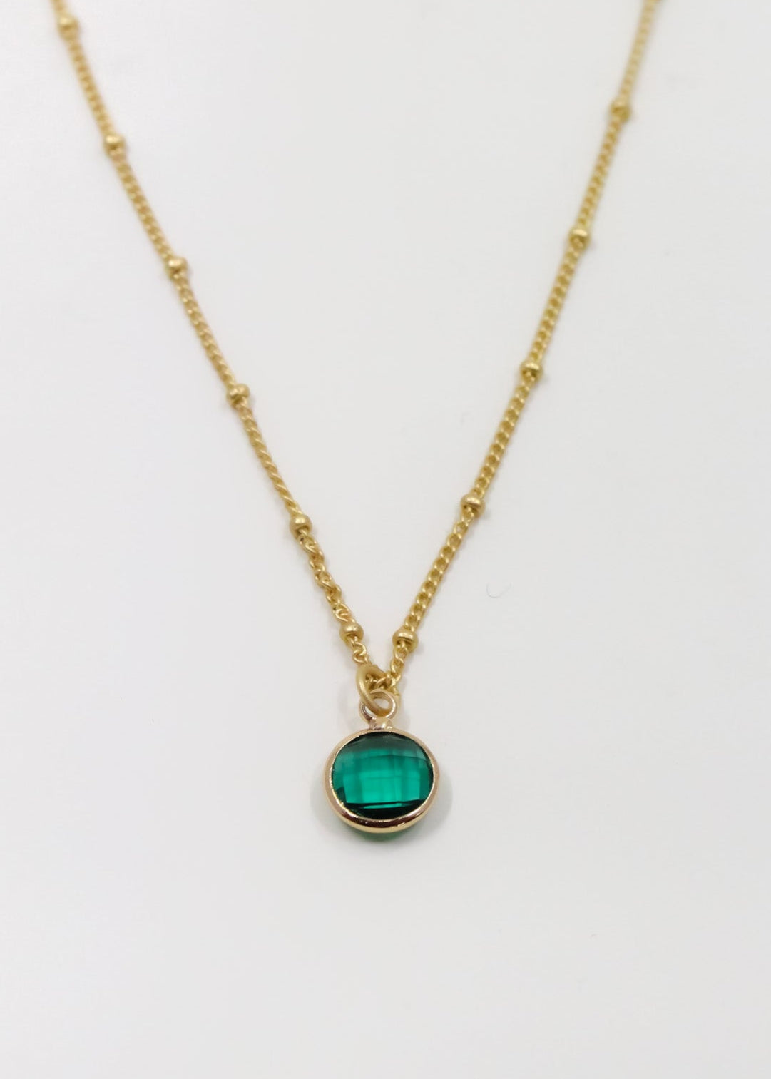 Round Faceted Sea Green Glass Pendant
