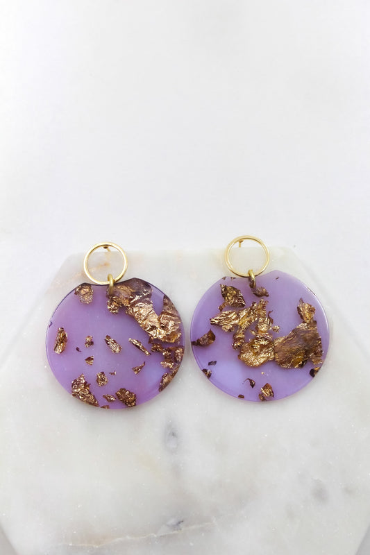 Lavender Confetti Disc Earrings