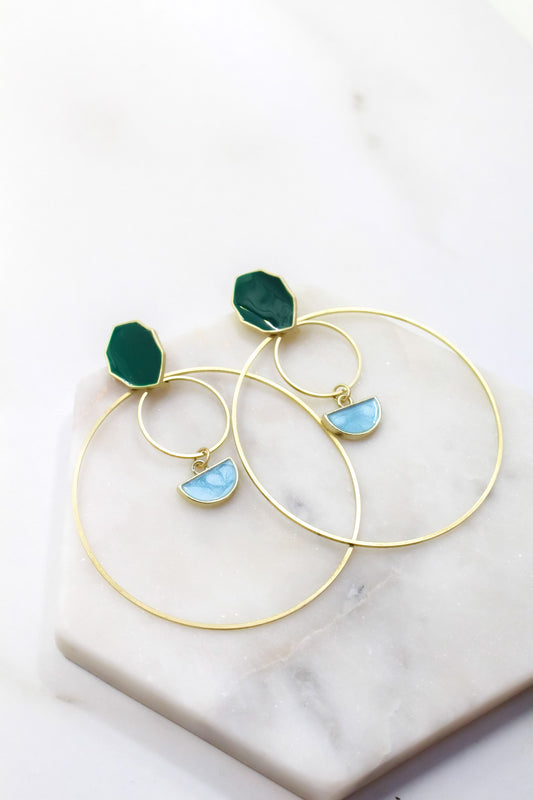 Emerald Statement Double Hoops