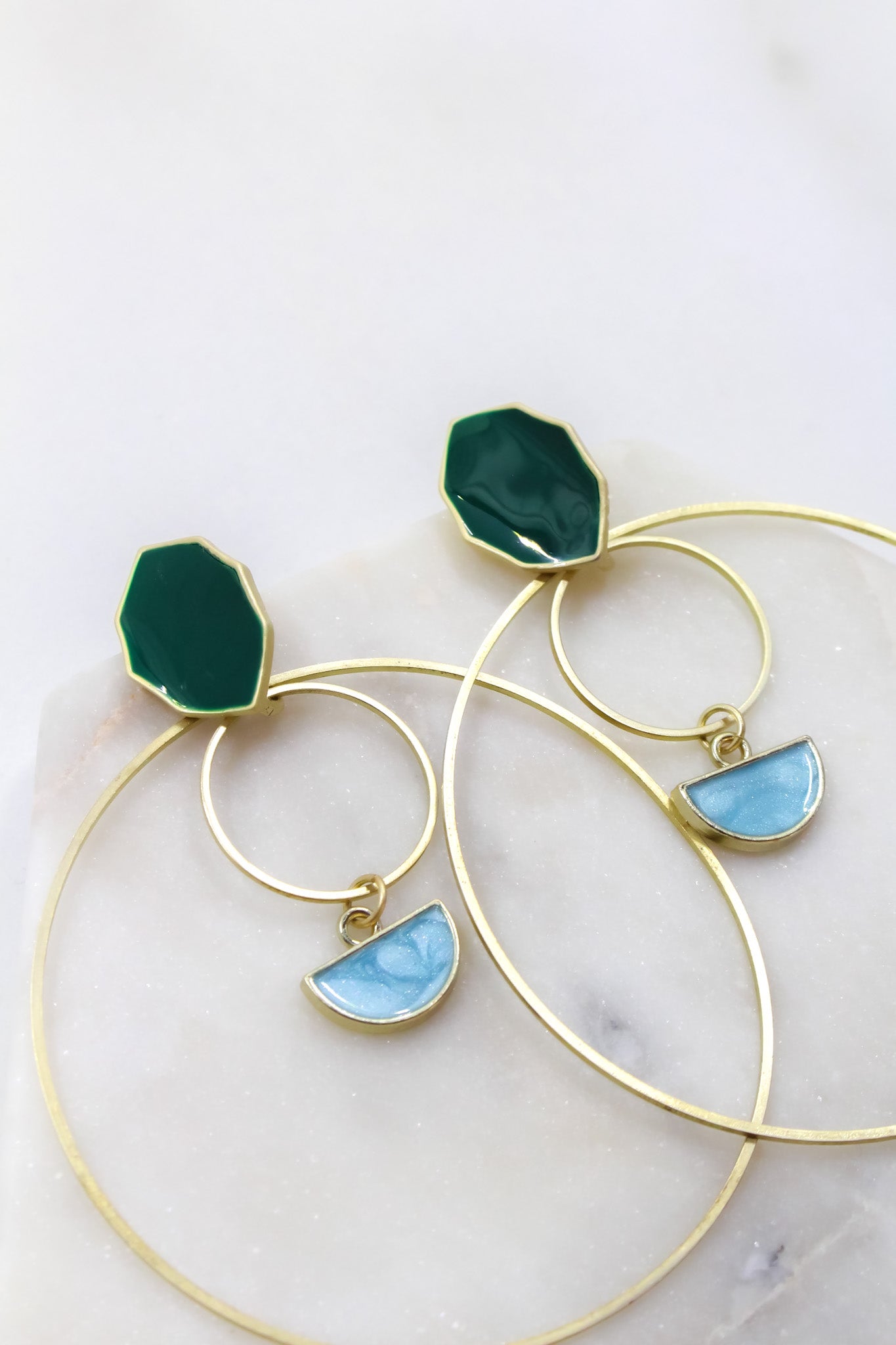 Emerald Statement Double Hoops