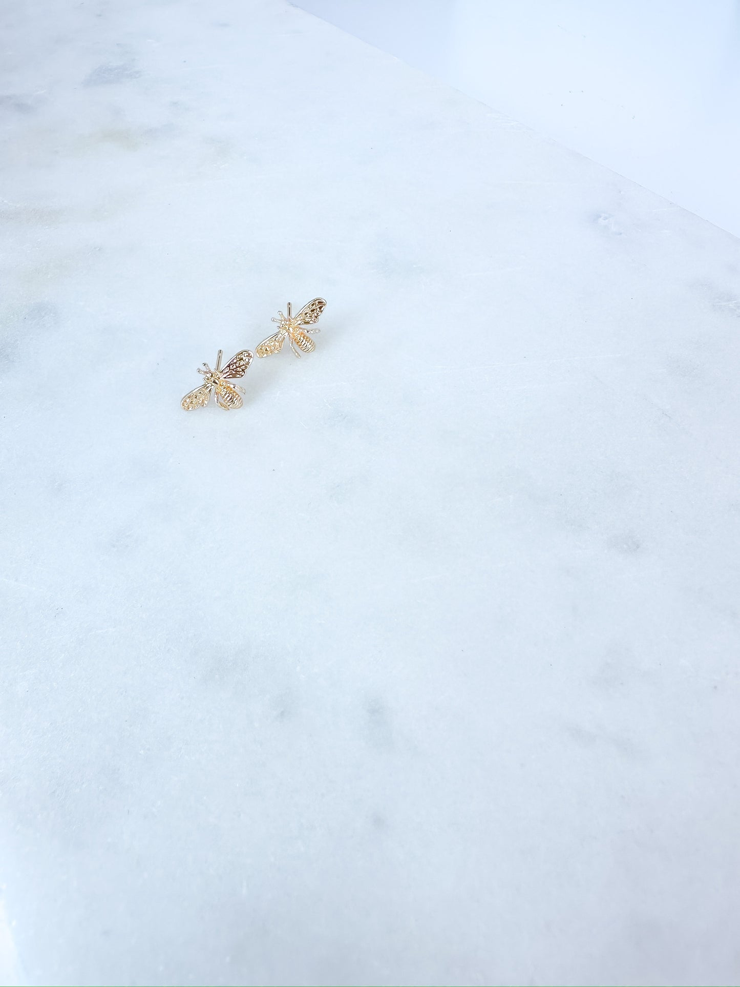 Dainty Brass Bee Stud Earrings