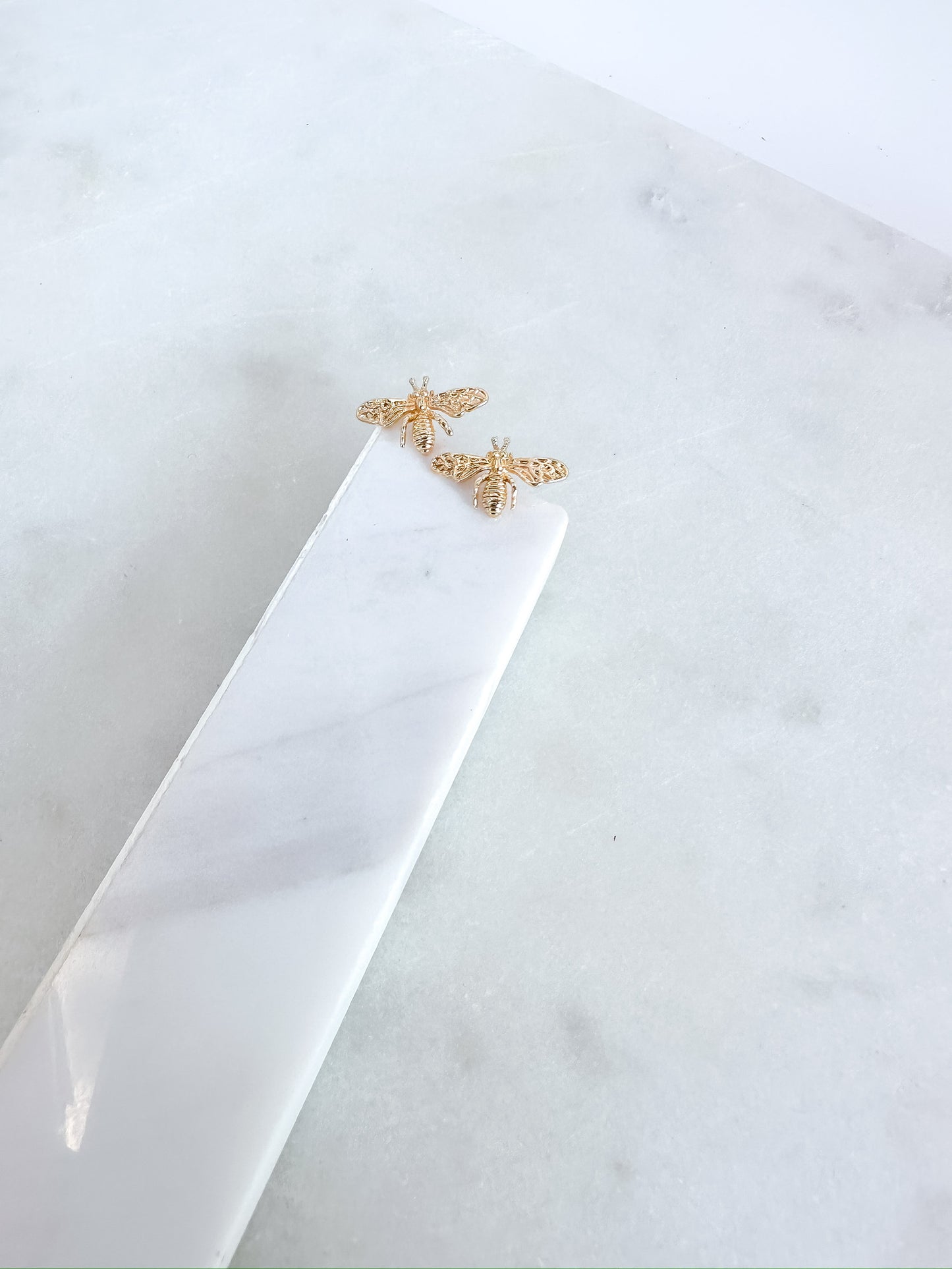 Dainty Brass Bee Stud Earrings