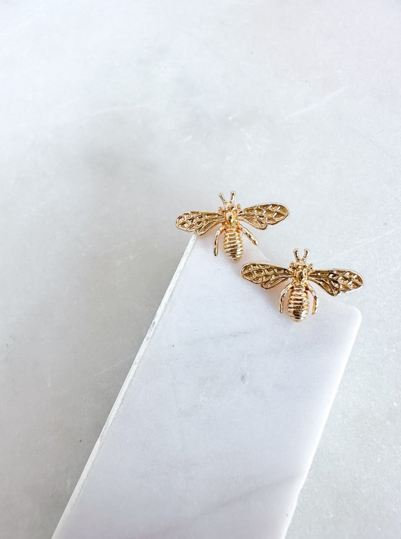 Dainty Brass Bee Stud Earrings
