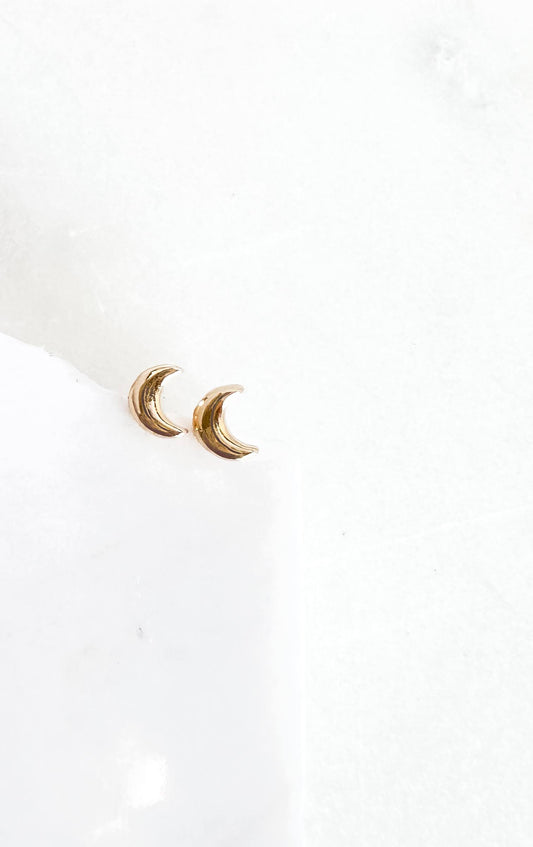 Mini Crescent Moon Stud Earrings