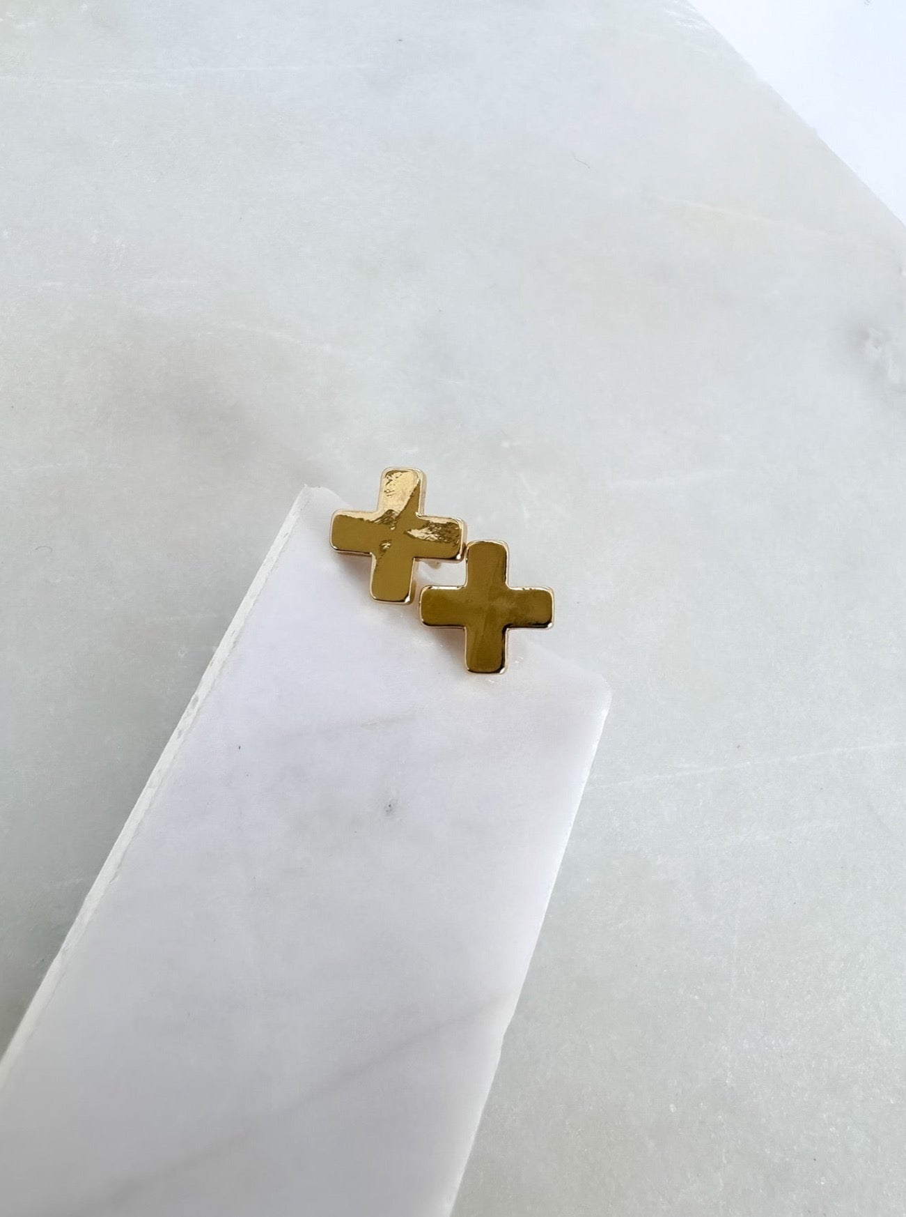 Brass X Stud Earrings