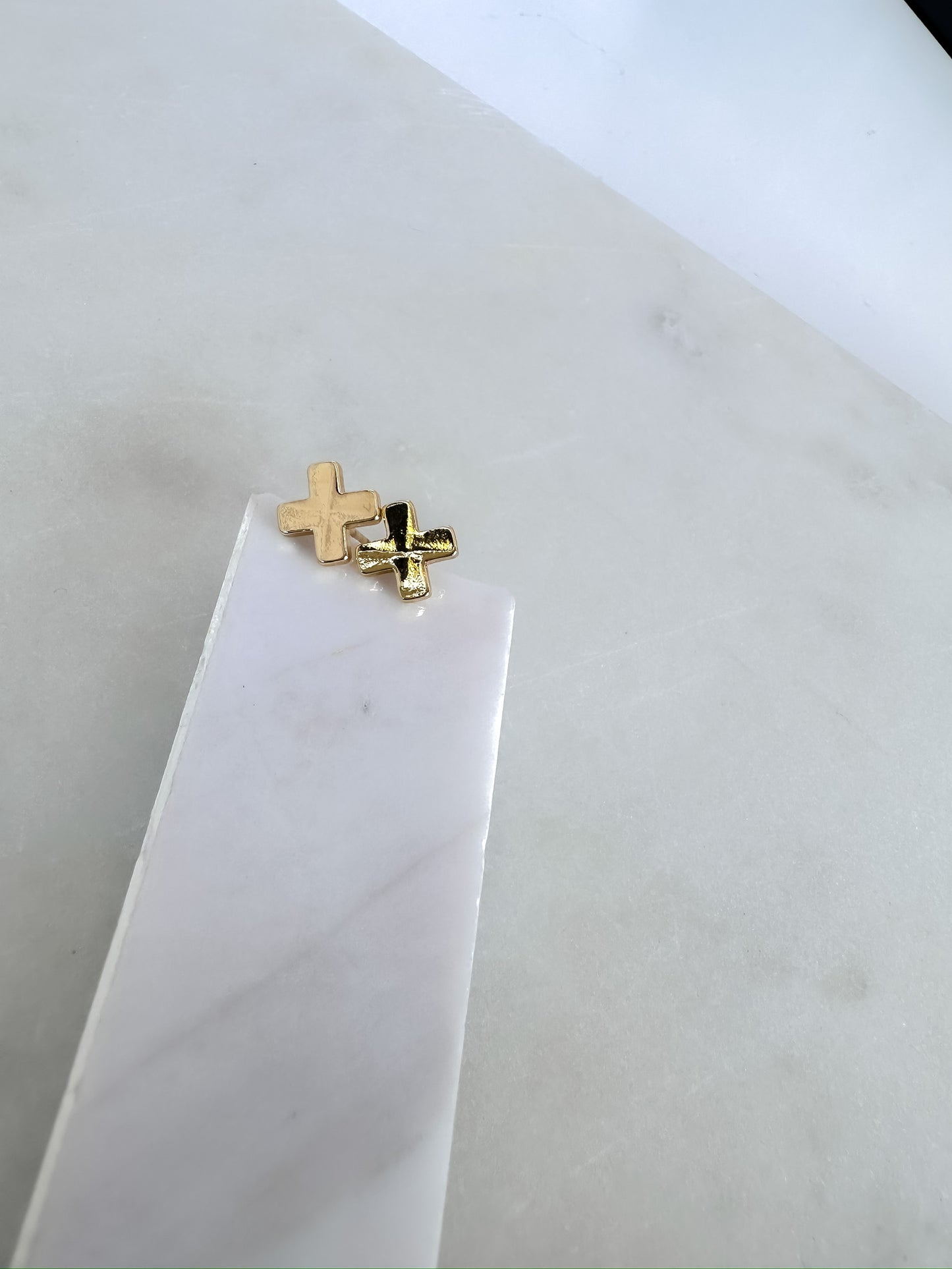 Brass X Stud Earrings