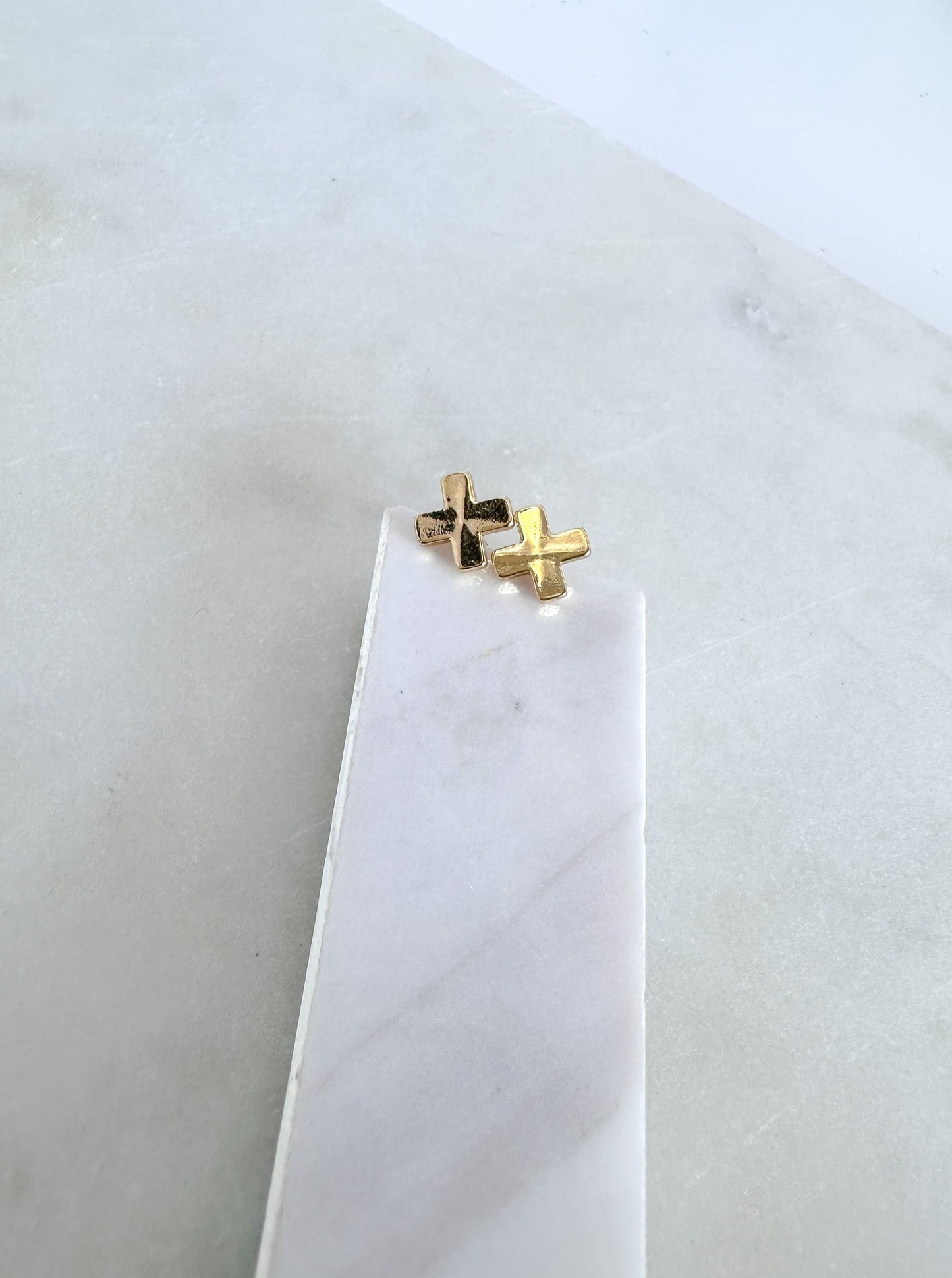 Brass X Stud Earrings