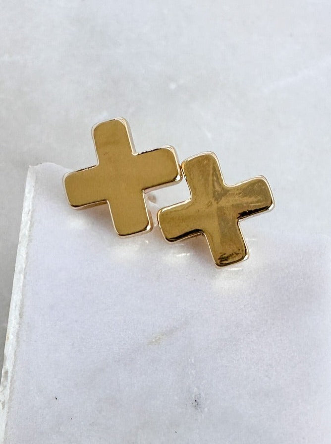 Brass X Stud Earrings