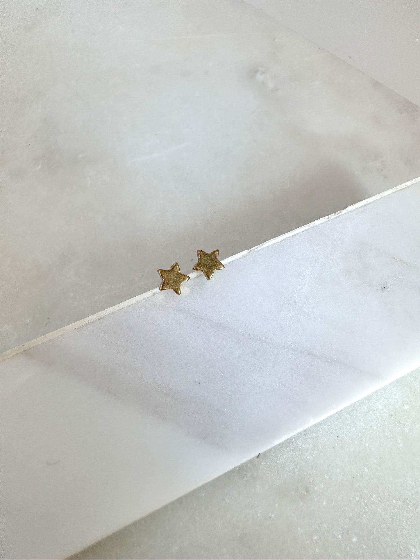 Dainty Raw Brass Star Stud Earrings