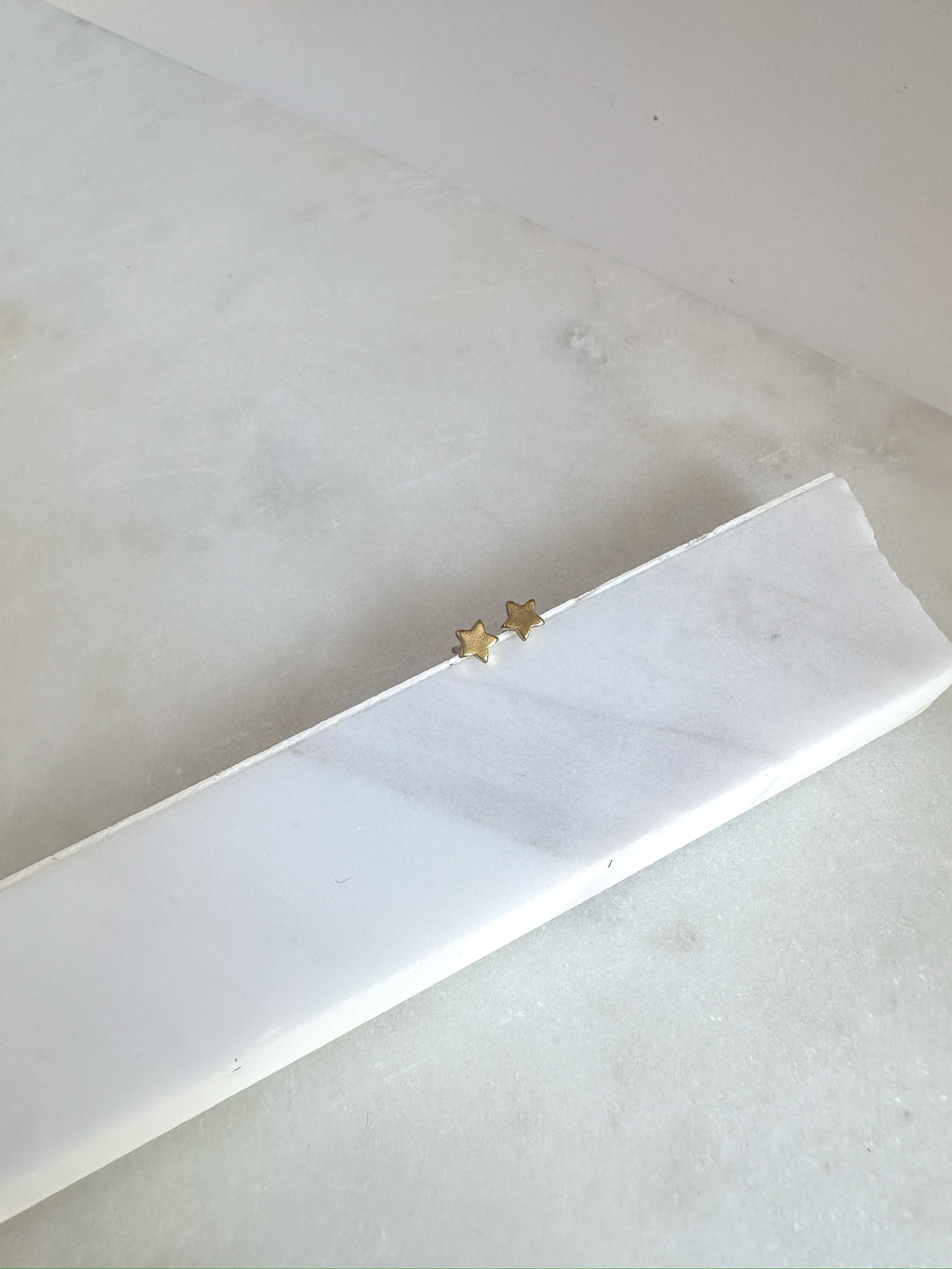 Dainty Raw Brass Star Stud Earrings