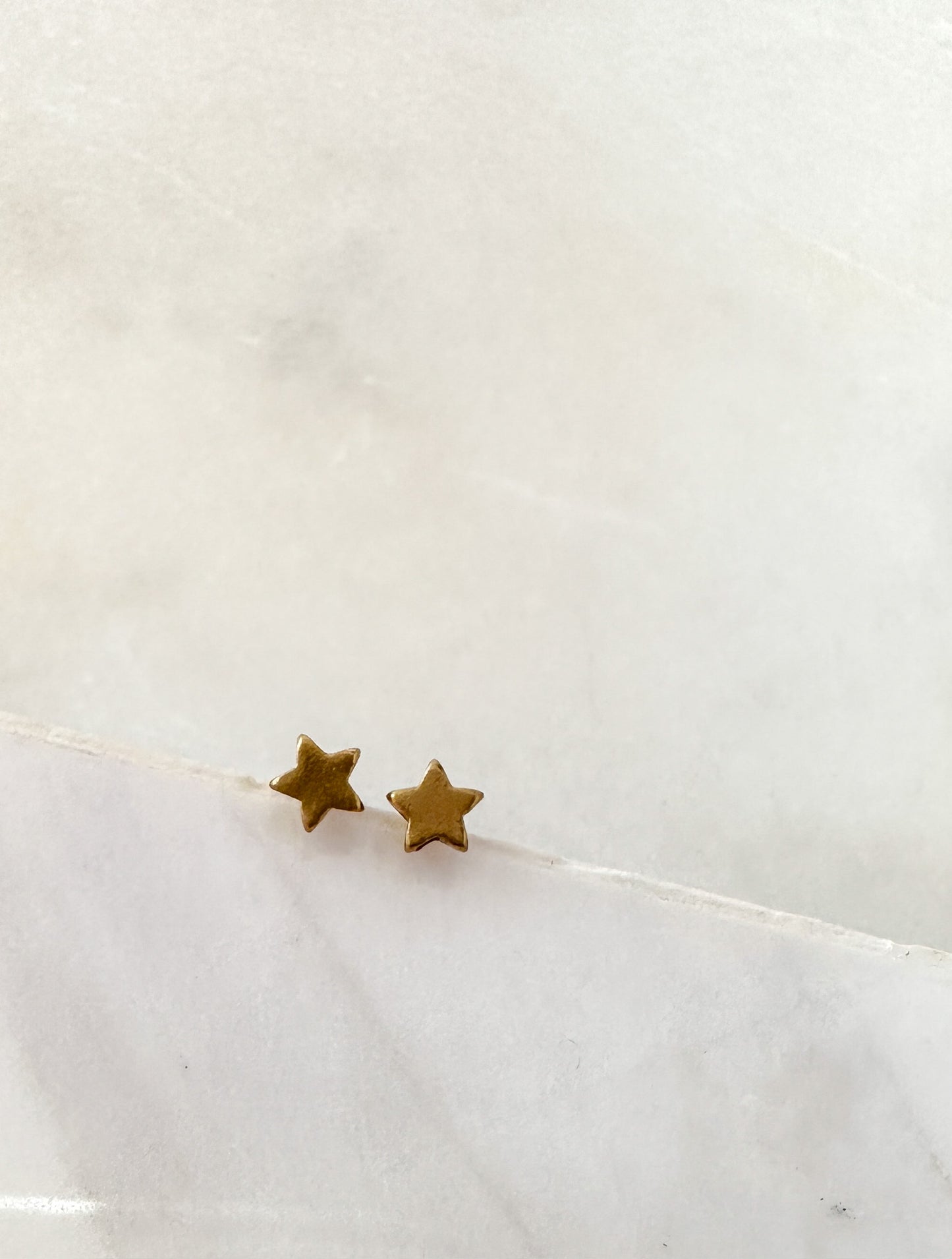 Dainty Raw Brass Star Stud Earrings