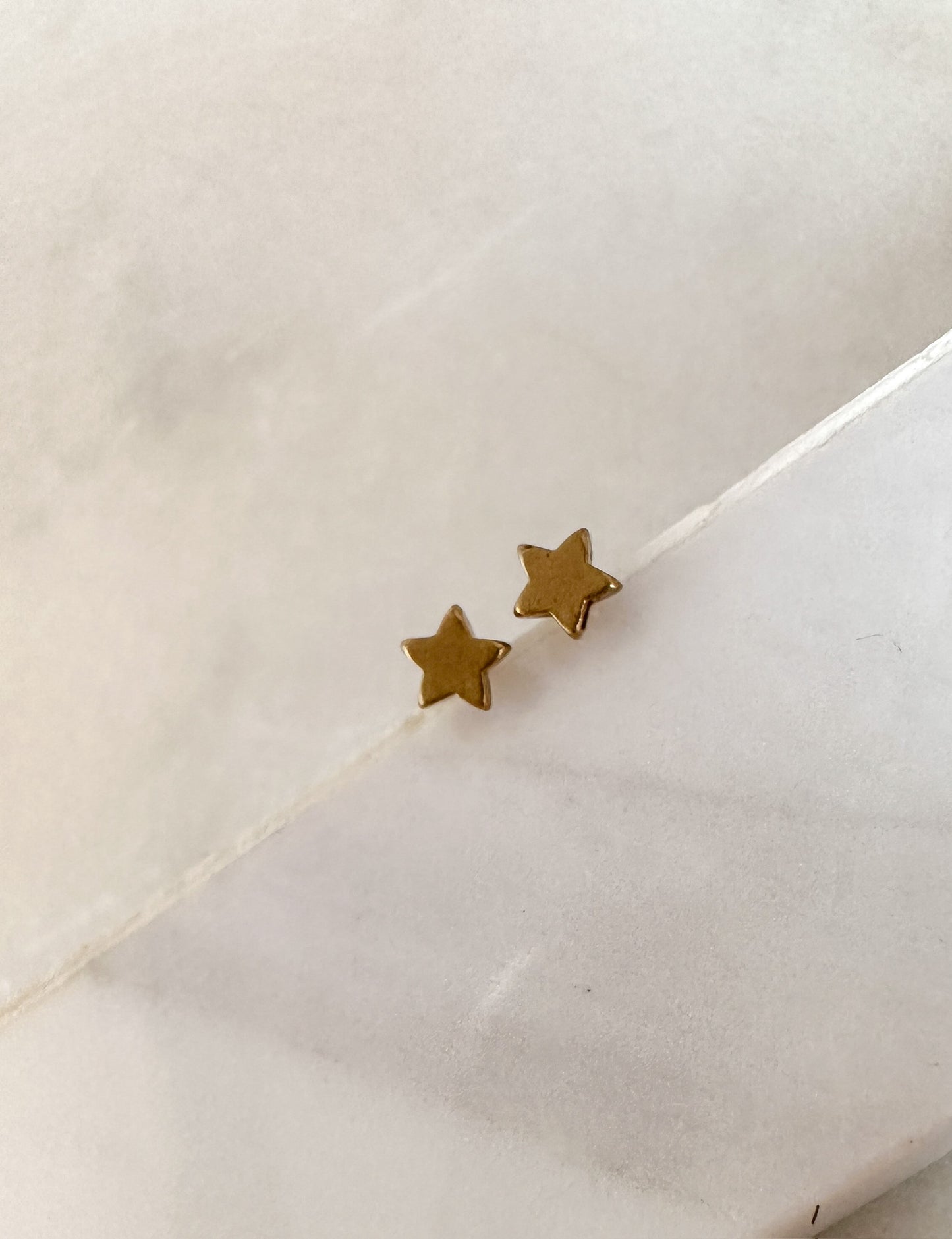 Dainty Raw Brass Star Stud Earrings