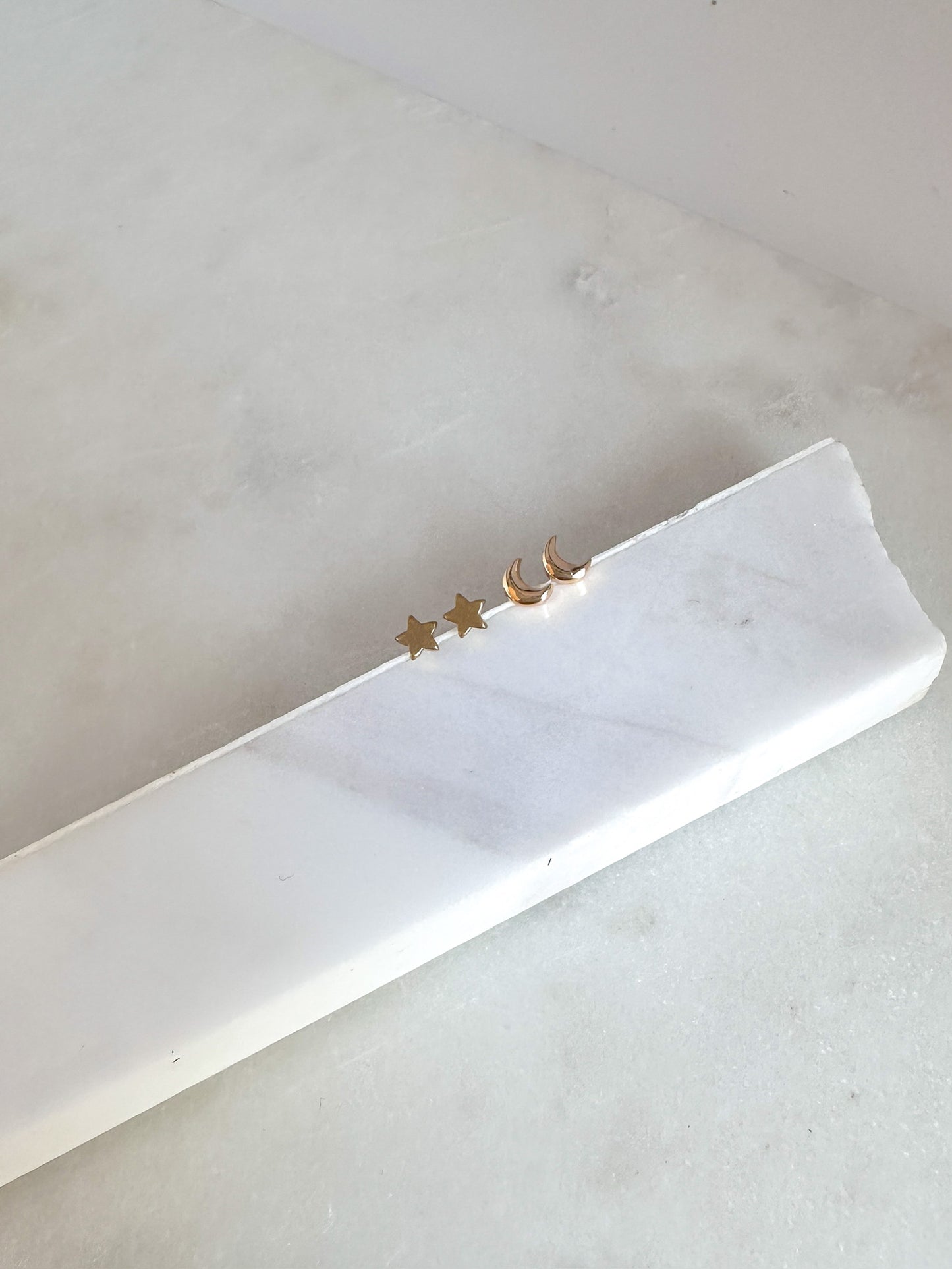 Dainty Raw Brass Star Stud Earrings